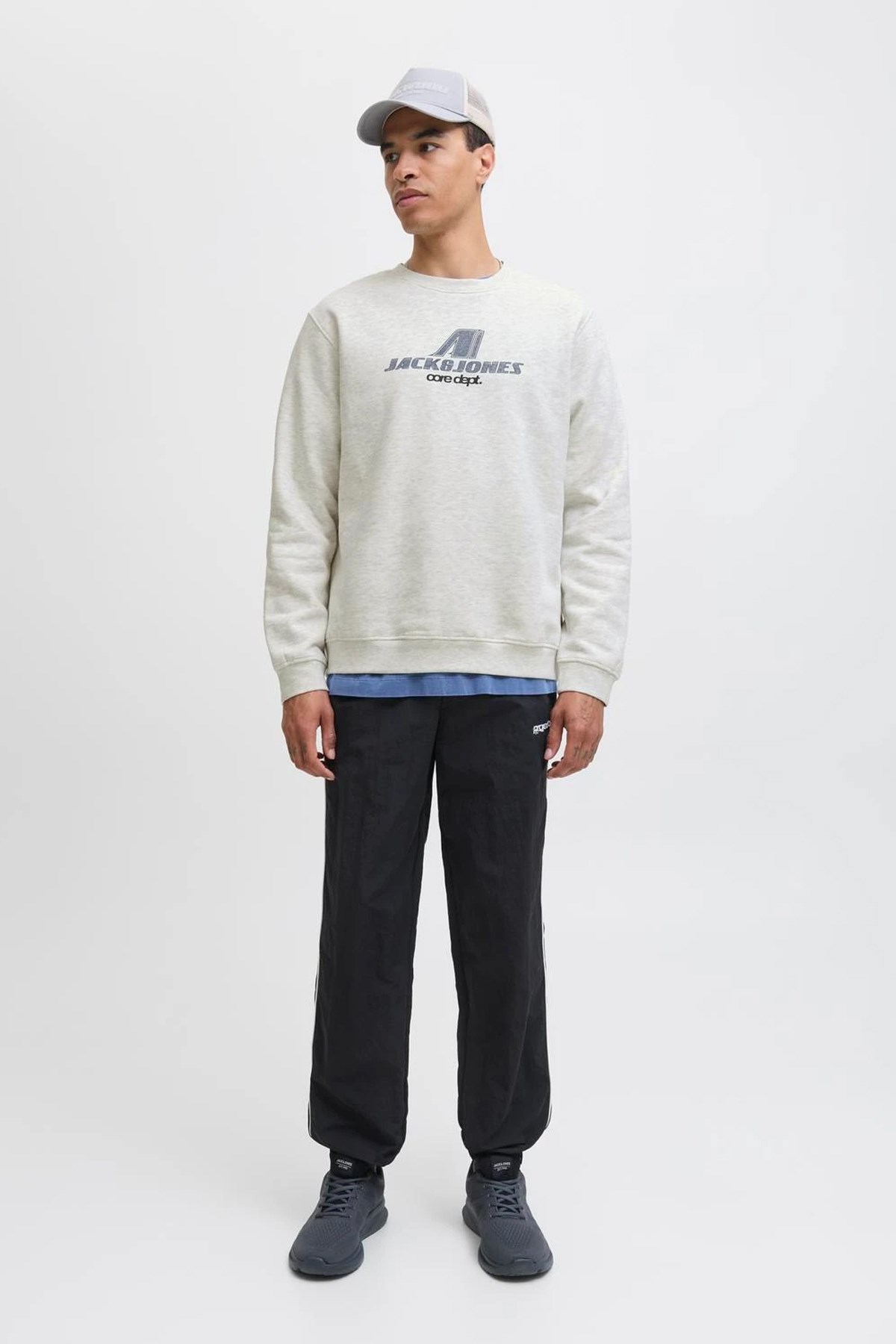 Jack & Jones Jcotier Print Erkek Sweatshirt Beyaz