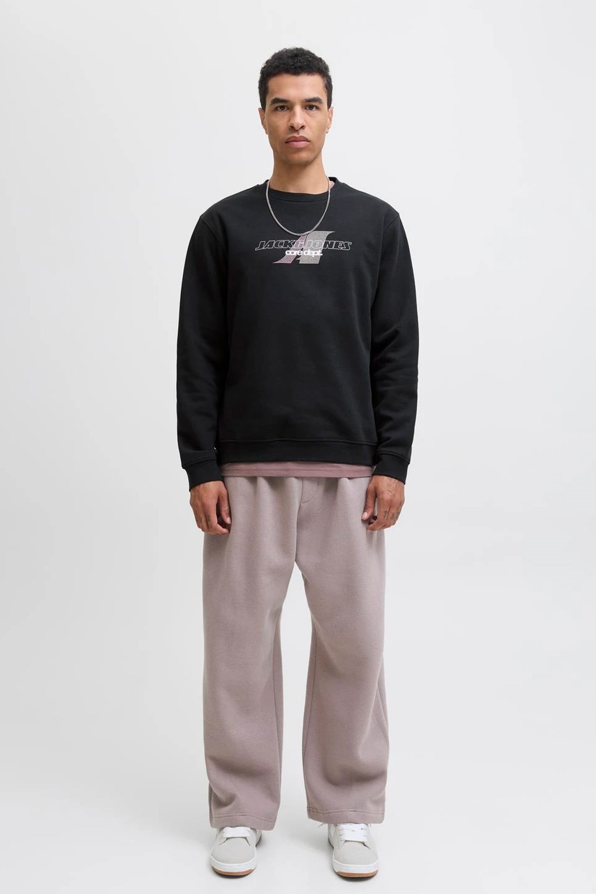 Jack & Jones Jcotier Print Erkek Sweatshirt Siyah