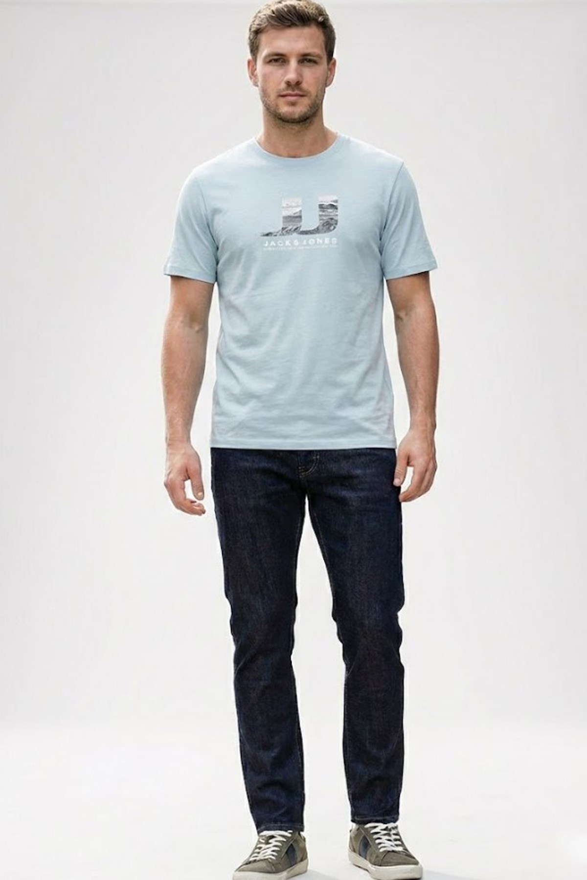 Jack & Jones Jcodust Erkek Tişört 12297849 Mavi