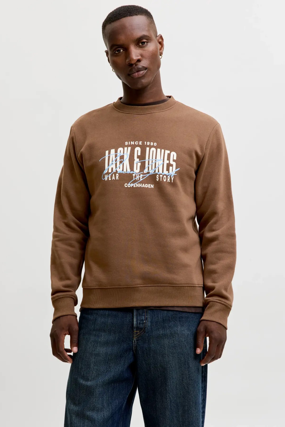 Jack & Jones Jjaero Erkek Sweatshirt 12298492 Kahverengi