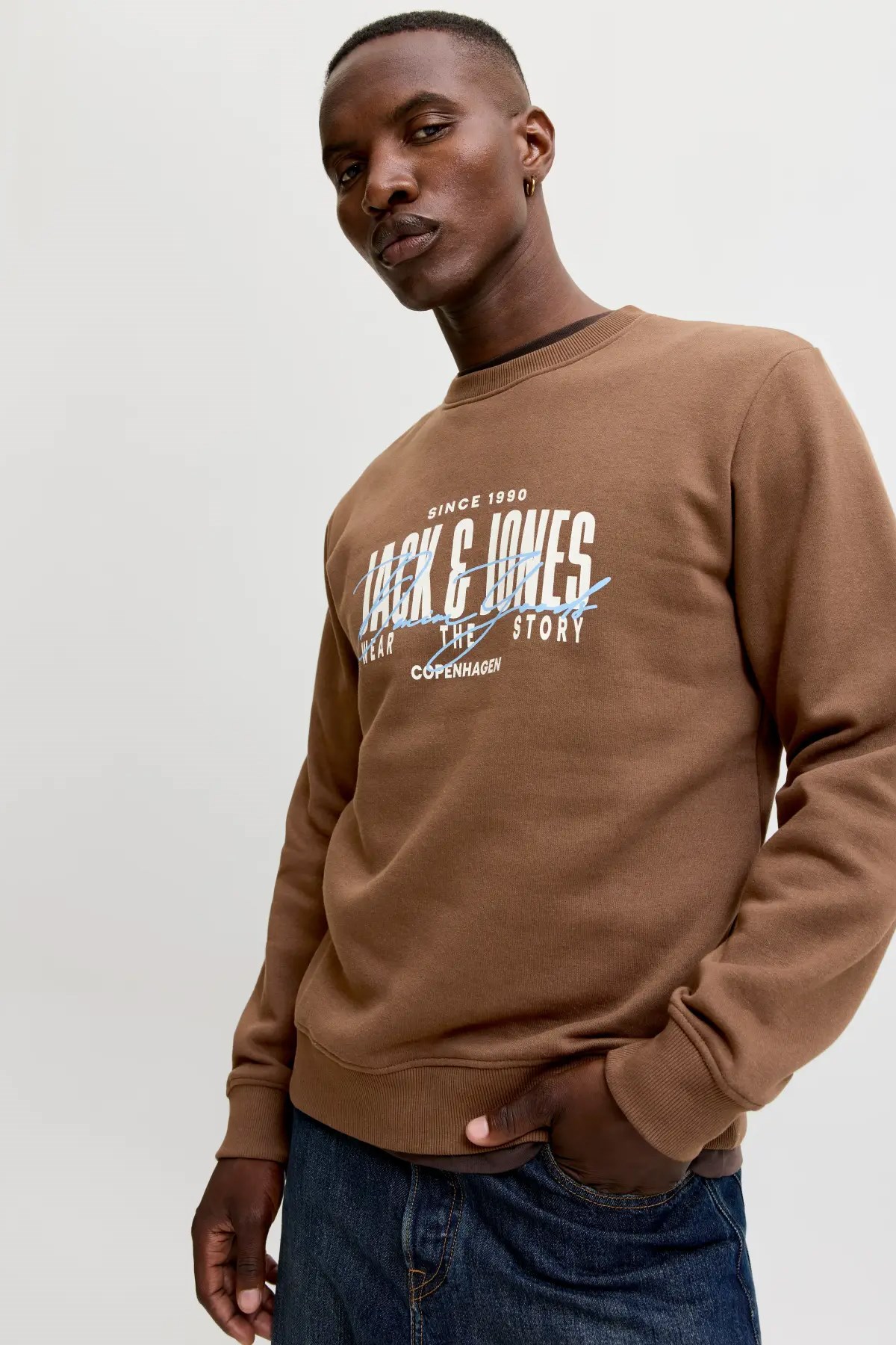 Jack & Jones Jjaero Erkek Sweatshirt 12298492 Kahverengi