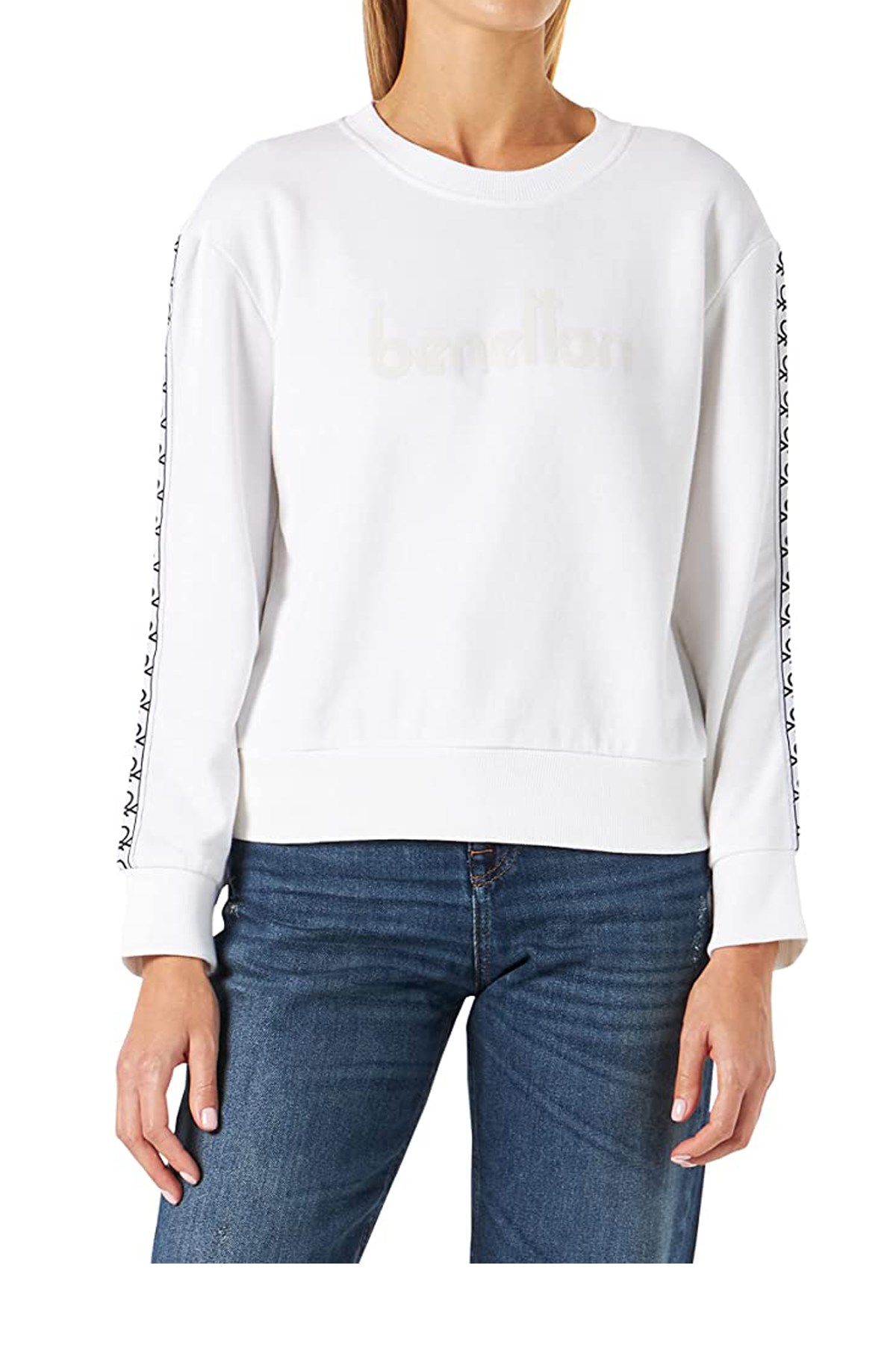 Benetton Kadın Sweatshirt 122A3J68D1048 Beyaz