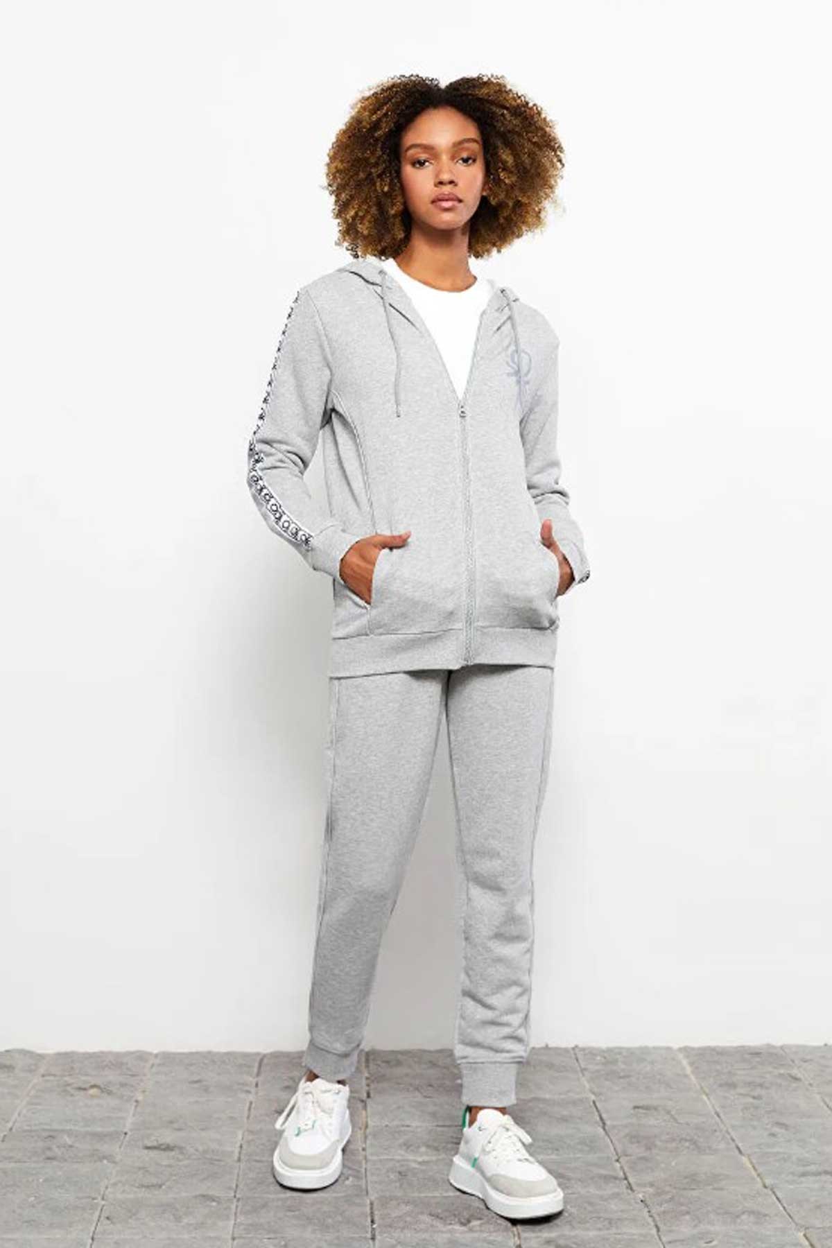 Benetton Kadın Fermuarlı Sweatshirt 122A3J68D500F Gri