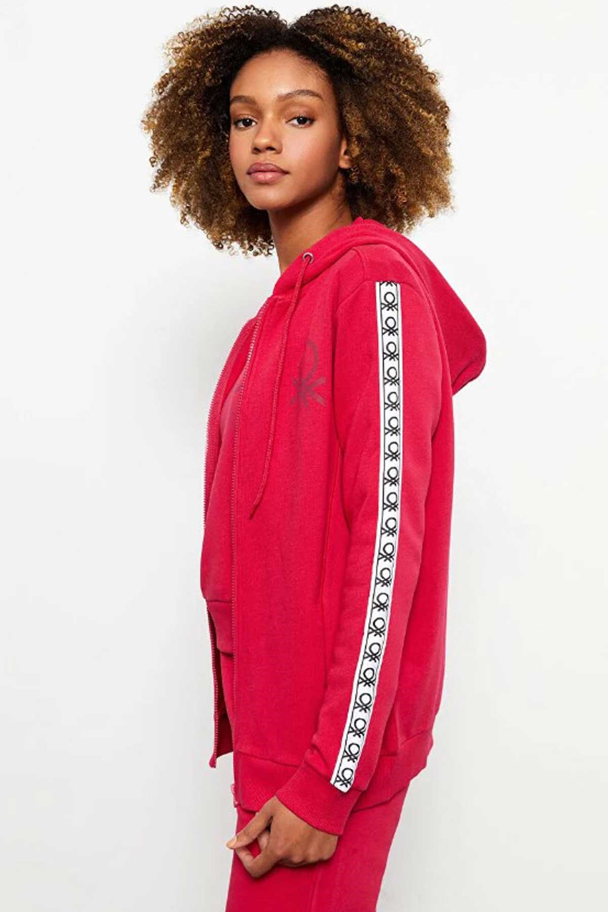 Benetton Kadın Fermuarlı Sweatshirt 122A3J68D500F Pembe