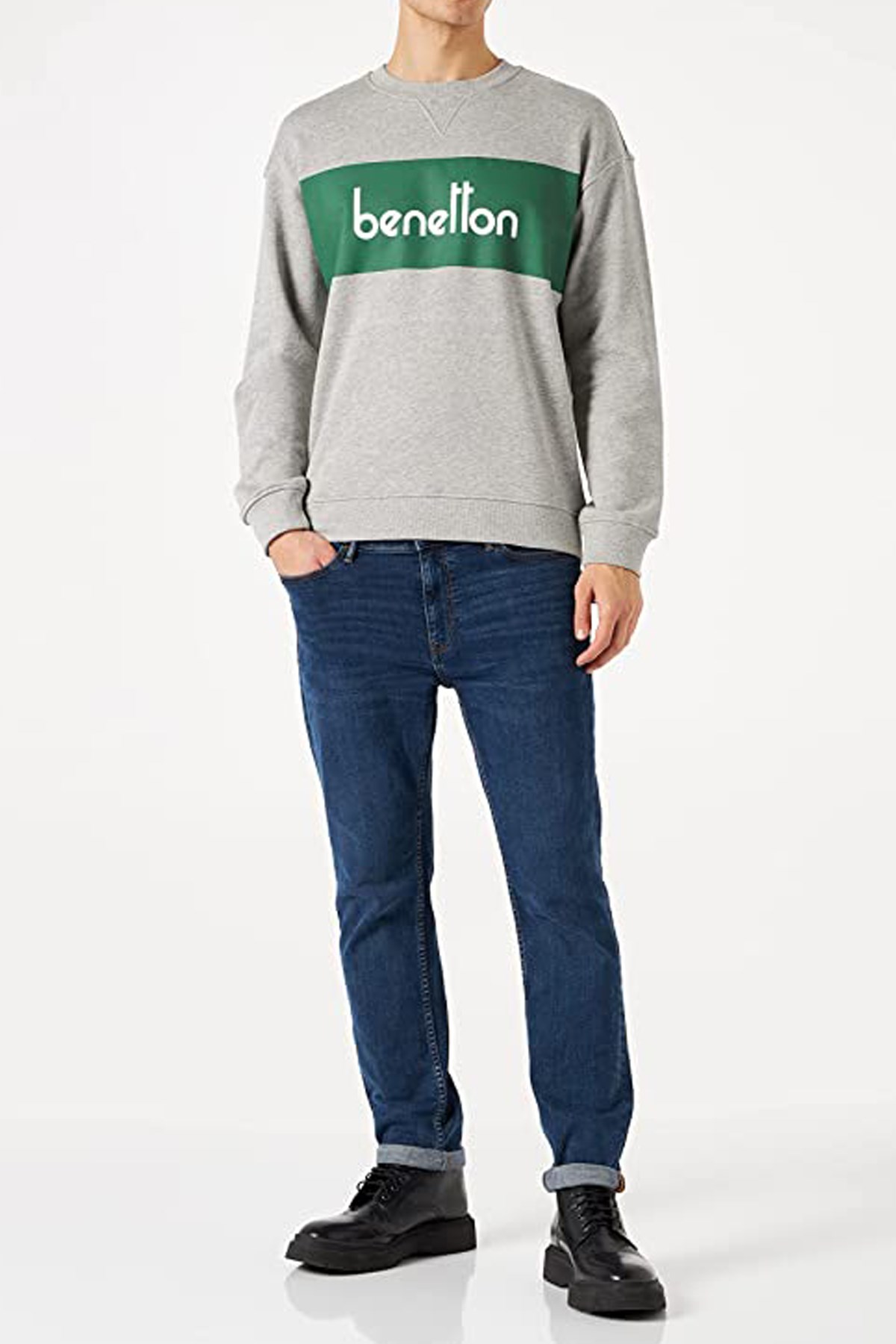 Benetton Erkek Sweatshirt 122A3J68U105V Gri