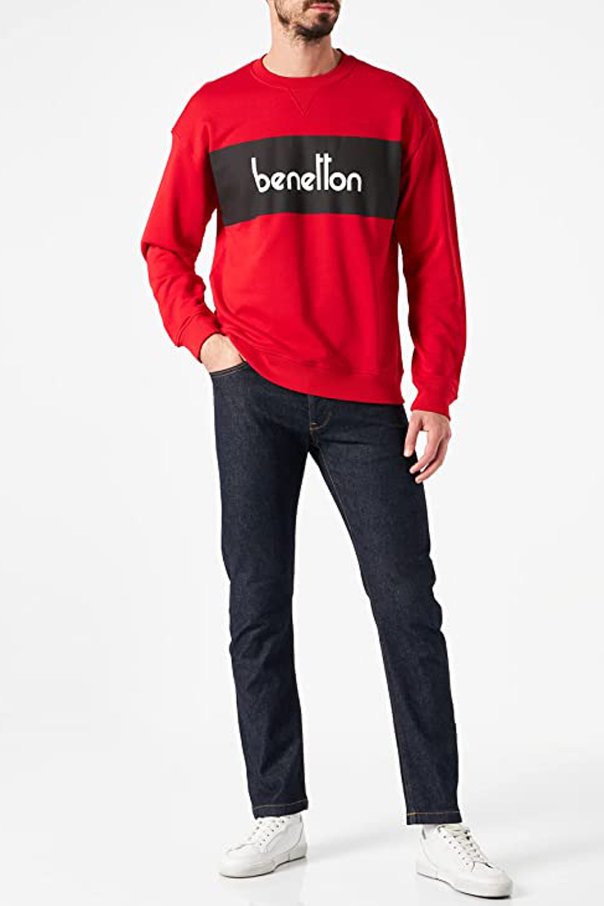 Benetton Erkek Sweatshirt 122A3J68U105V Kırmızı