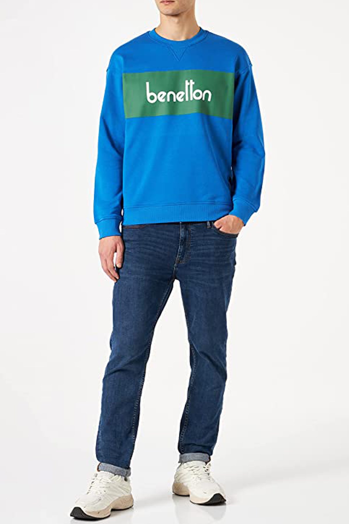 Benetton Erkek Sweatshirt 122A3J68U105V Mavi