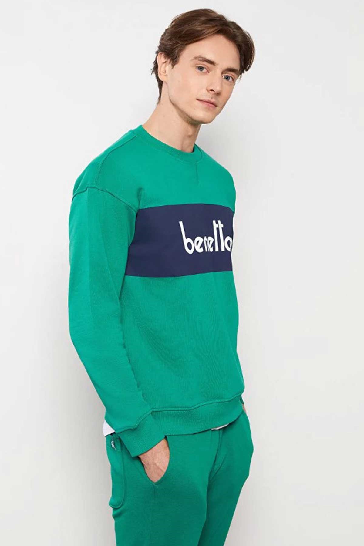 Benetton Erkek Sweatshirt 122A3J68U105V Yeşil