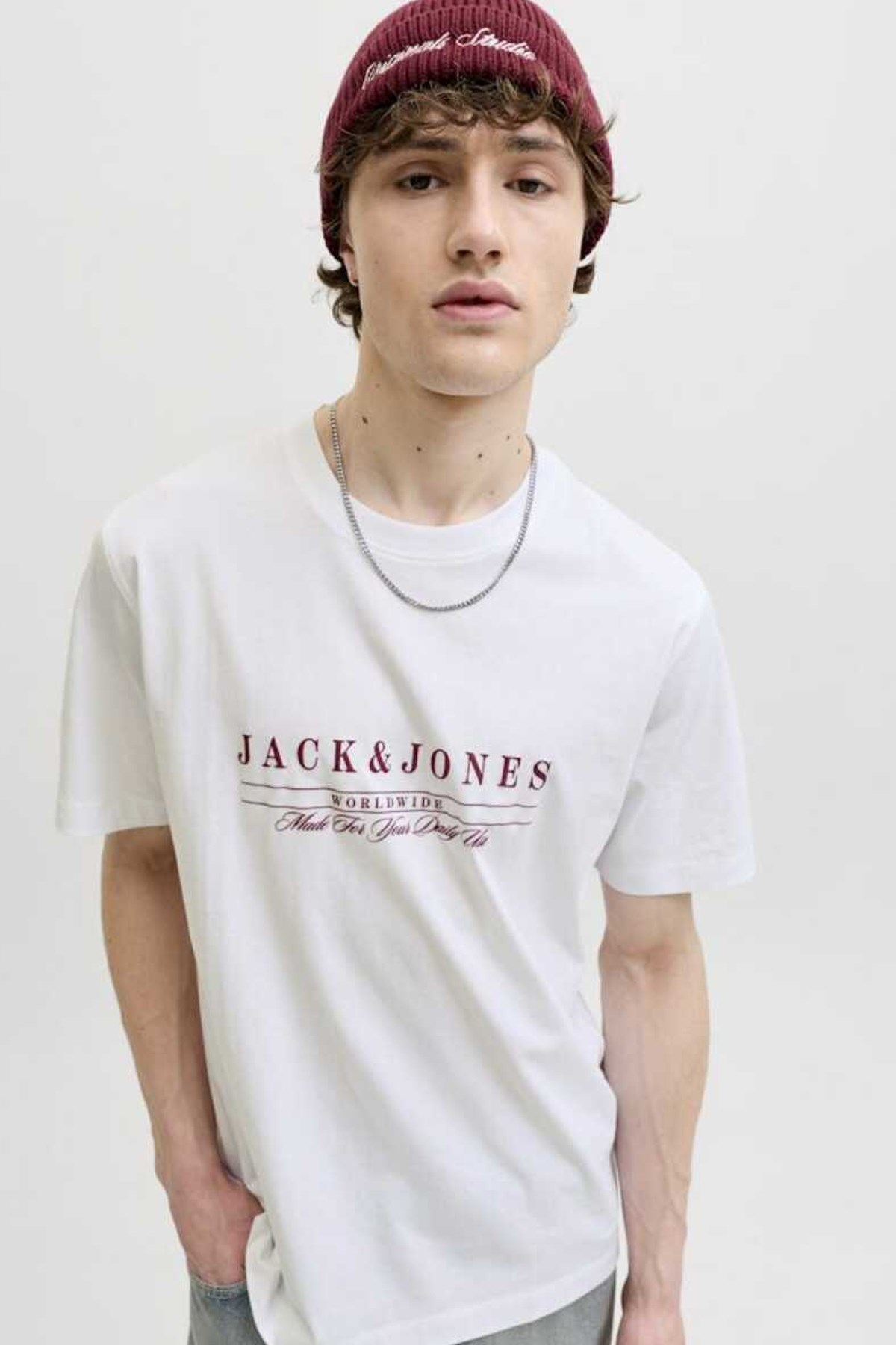 Jack & Jones Jorsavona Erkek Tişört 12310071 Beyaz