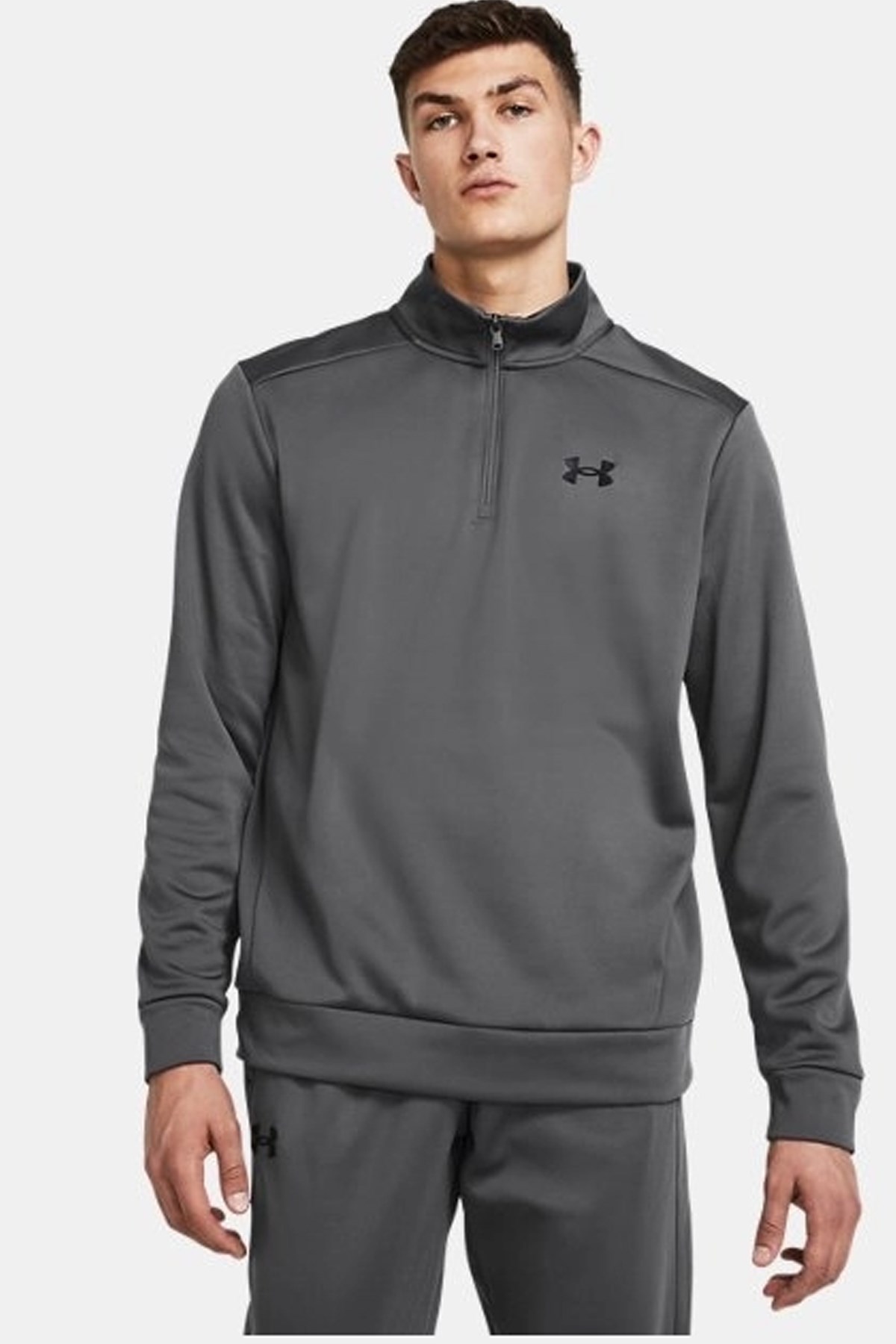 Under Armour UA Armour Fleece 1/4 Zip Erkek Sweatshirt Gri