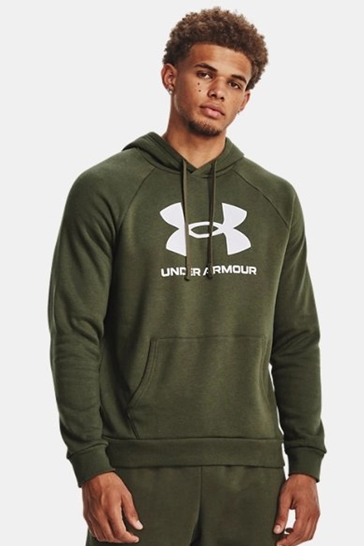 Under Armour UA Rival Fleece Logo Hd Erkek Sweatshirt Haki