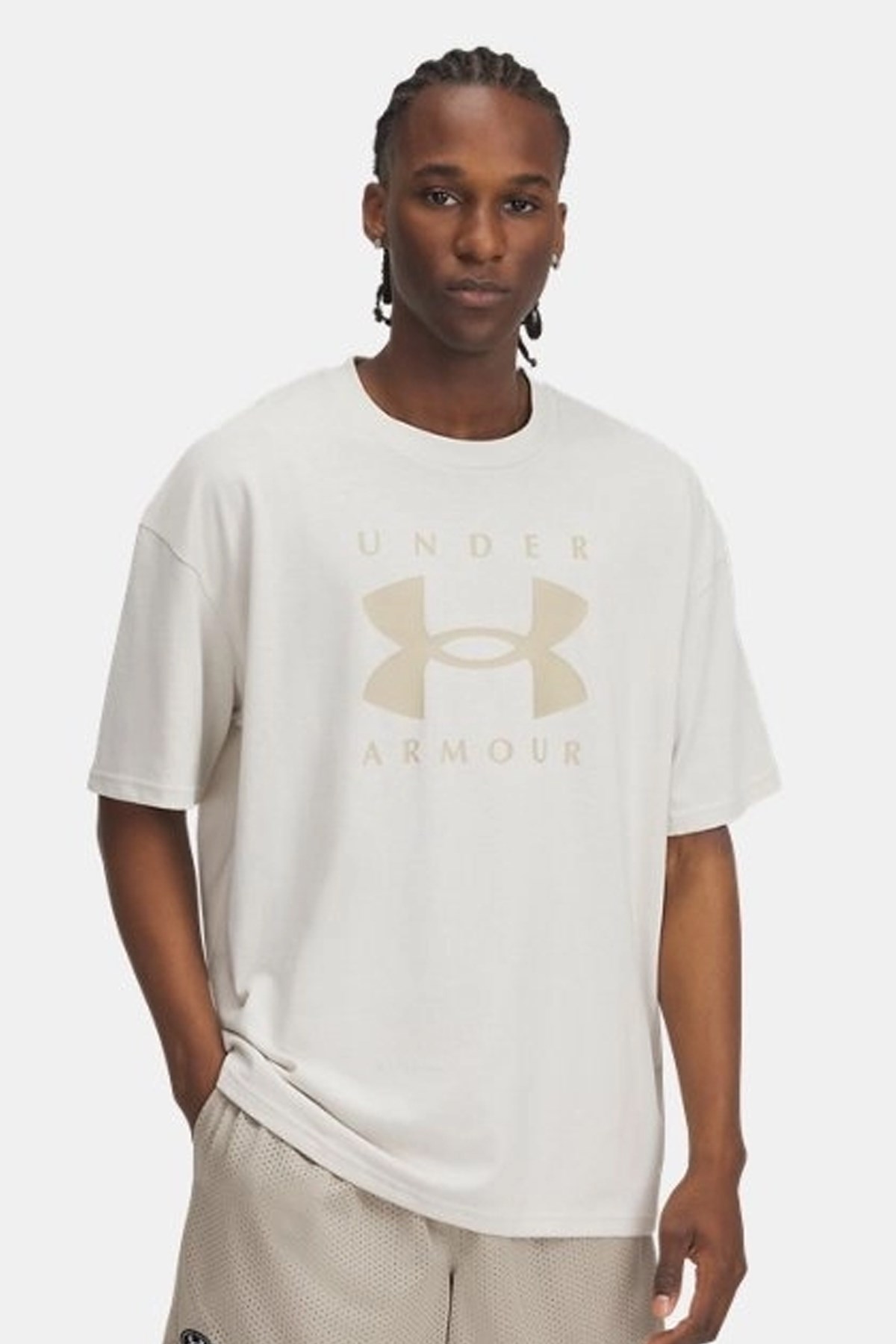 Under Armour Ua M Hw Os Branded Erkek Tişört 1389146-110 Beyaz