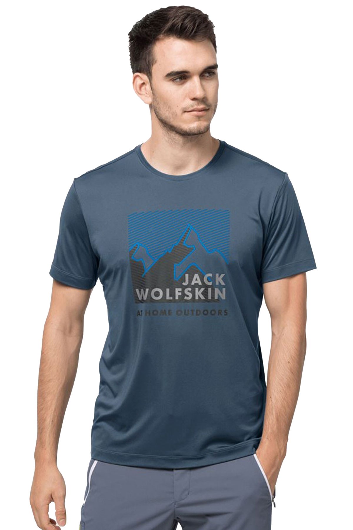 Jack Wolfskin Peak Graphic T Erkek Tişört 1807182-1383 Mavi