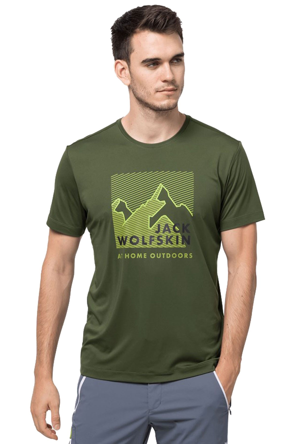 Jack Wolfskin Peak Graphic T Erkek Tişört 1807182-4129 Yeşil
