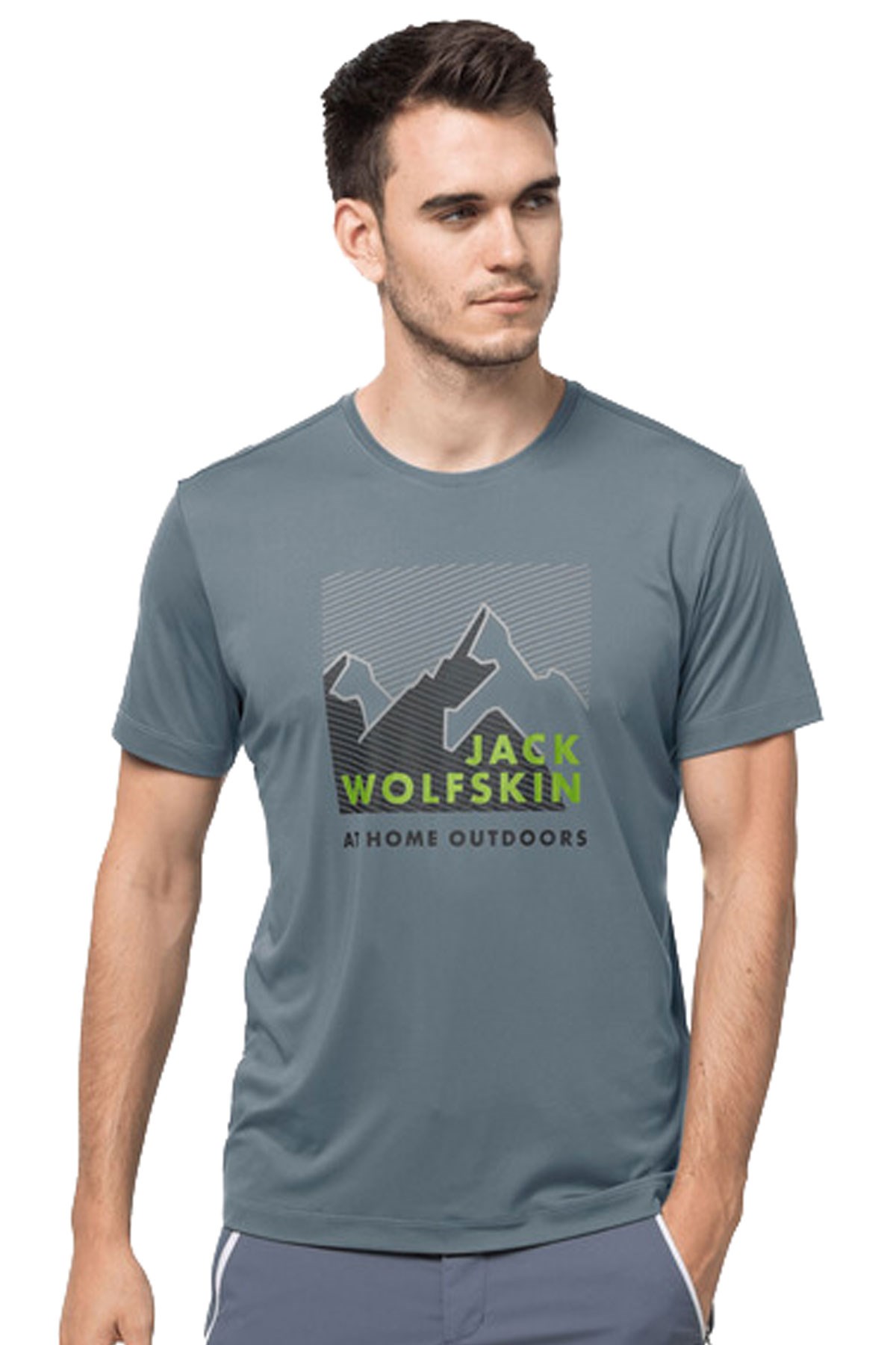 Jack Wolfskin Peak Graphic T Erkek Tişört 1807182-6098 Antrasit
