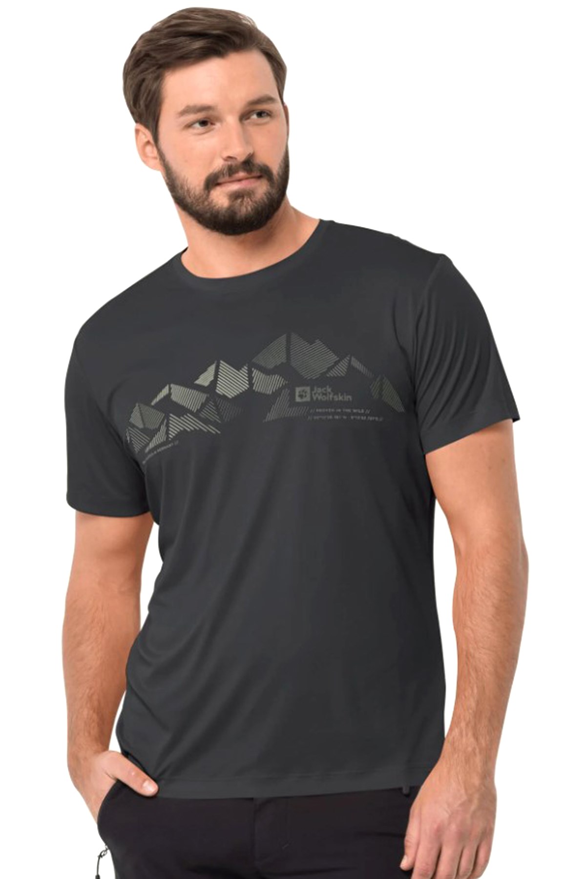 Jack Wolfskin Peak Graphic Erkek Tişört 1807183-6350 Antrasit