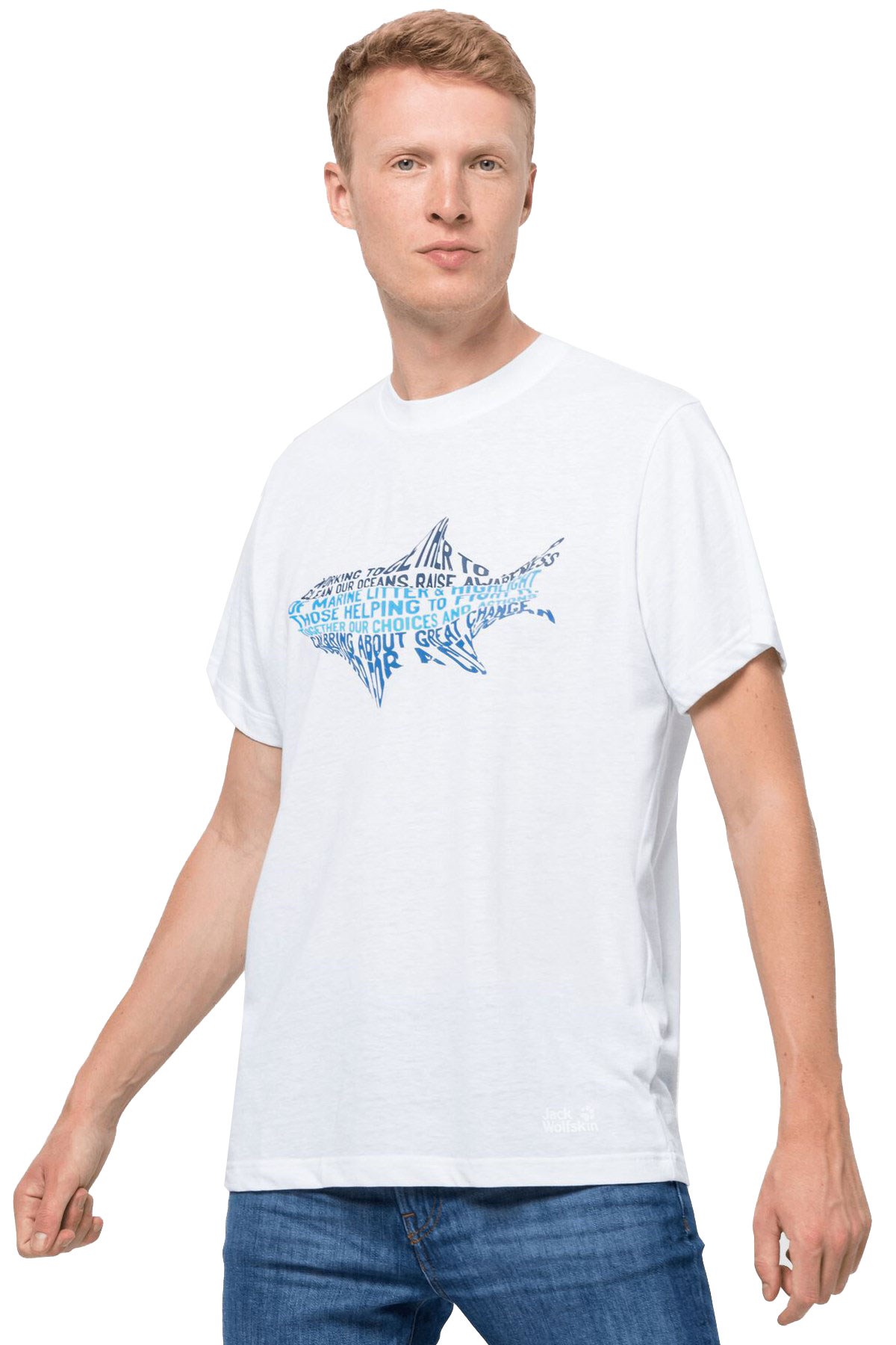 Jack Wolfskin Ocean Life T Erkek Tişört  1808391-5018 Beyaz