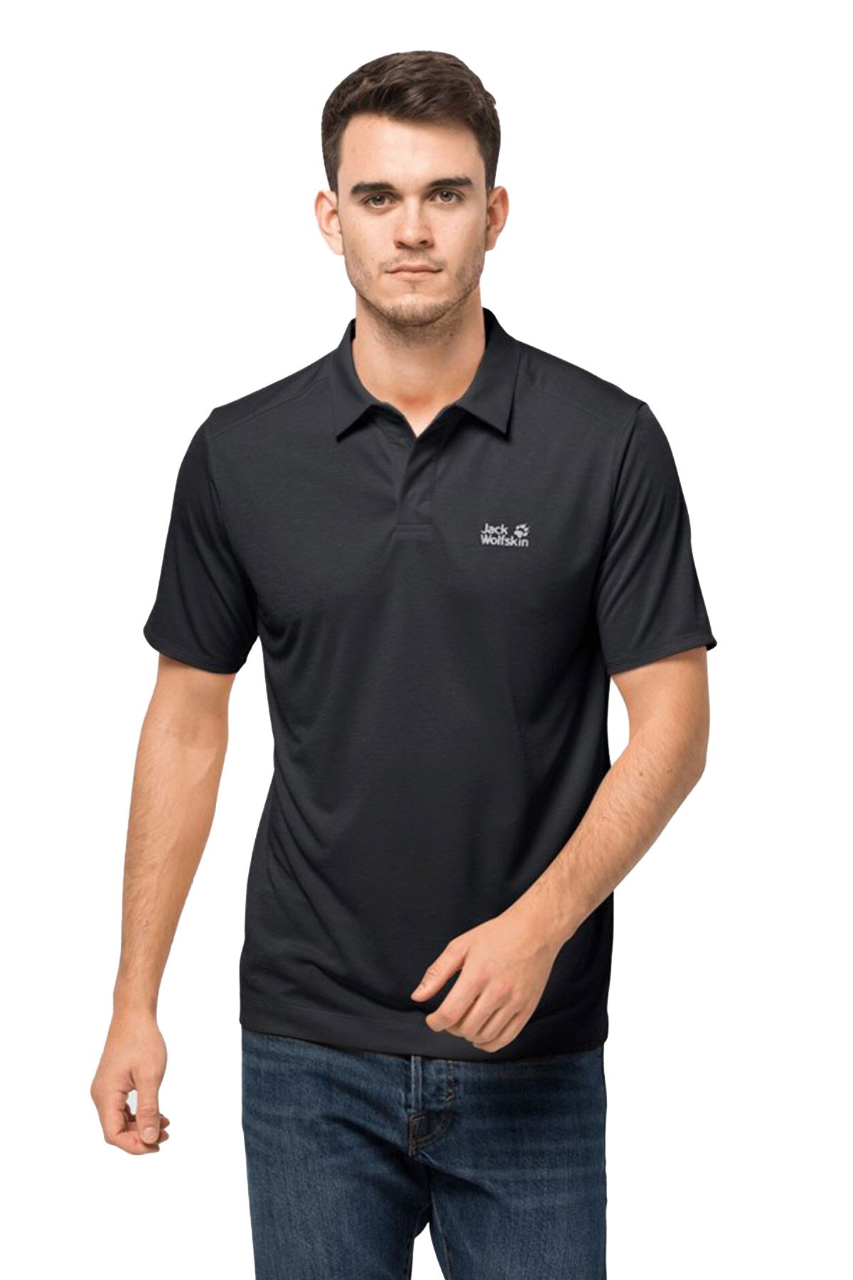 Jack Wolfskin Pack and Go Polo Erkek Tişört 1808541-6000 Siyah