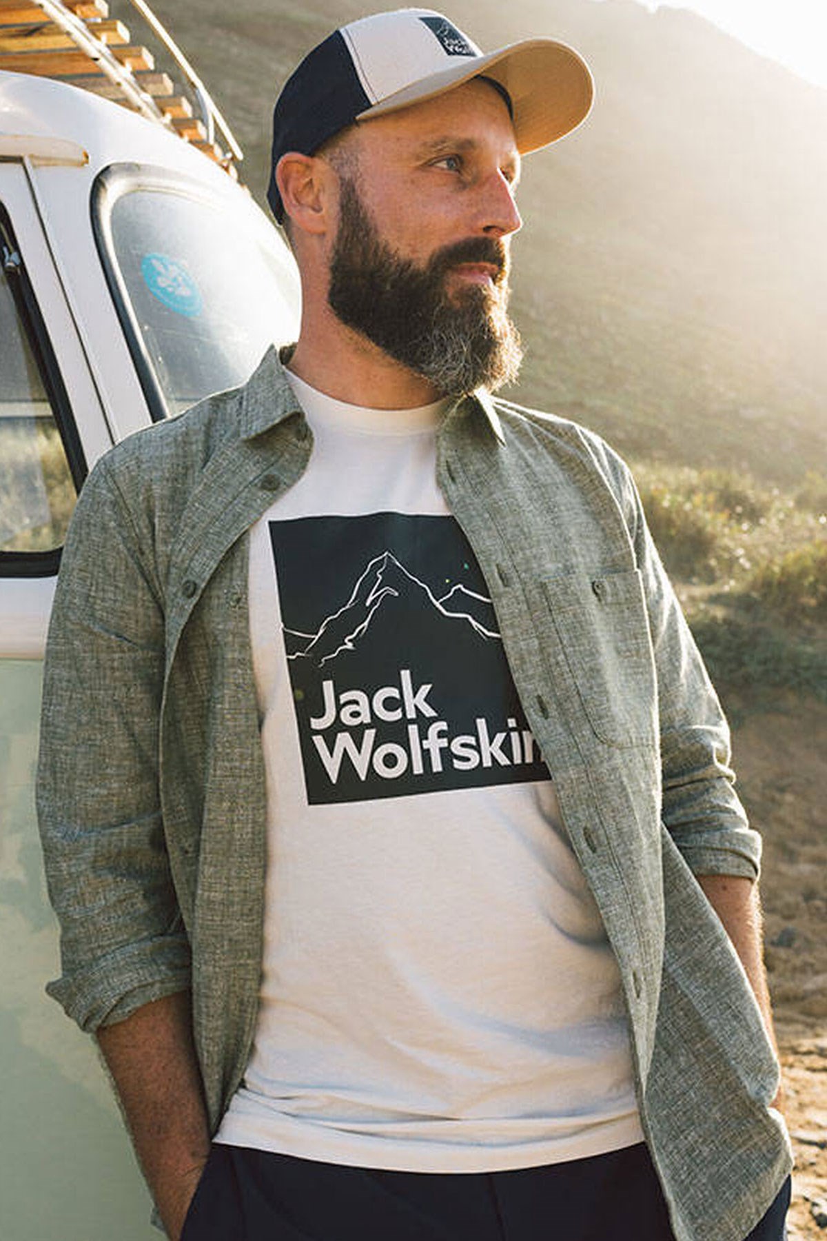 Jack Wolfskin Brand Erkek Tişört 1809021-5152 Beyaz