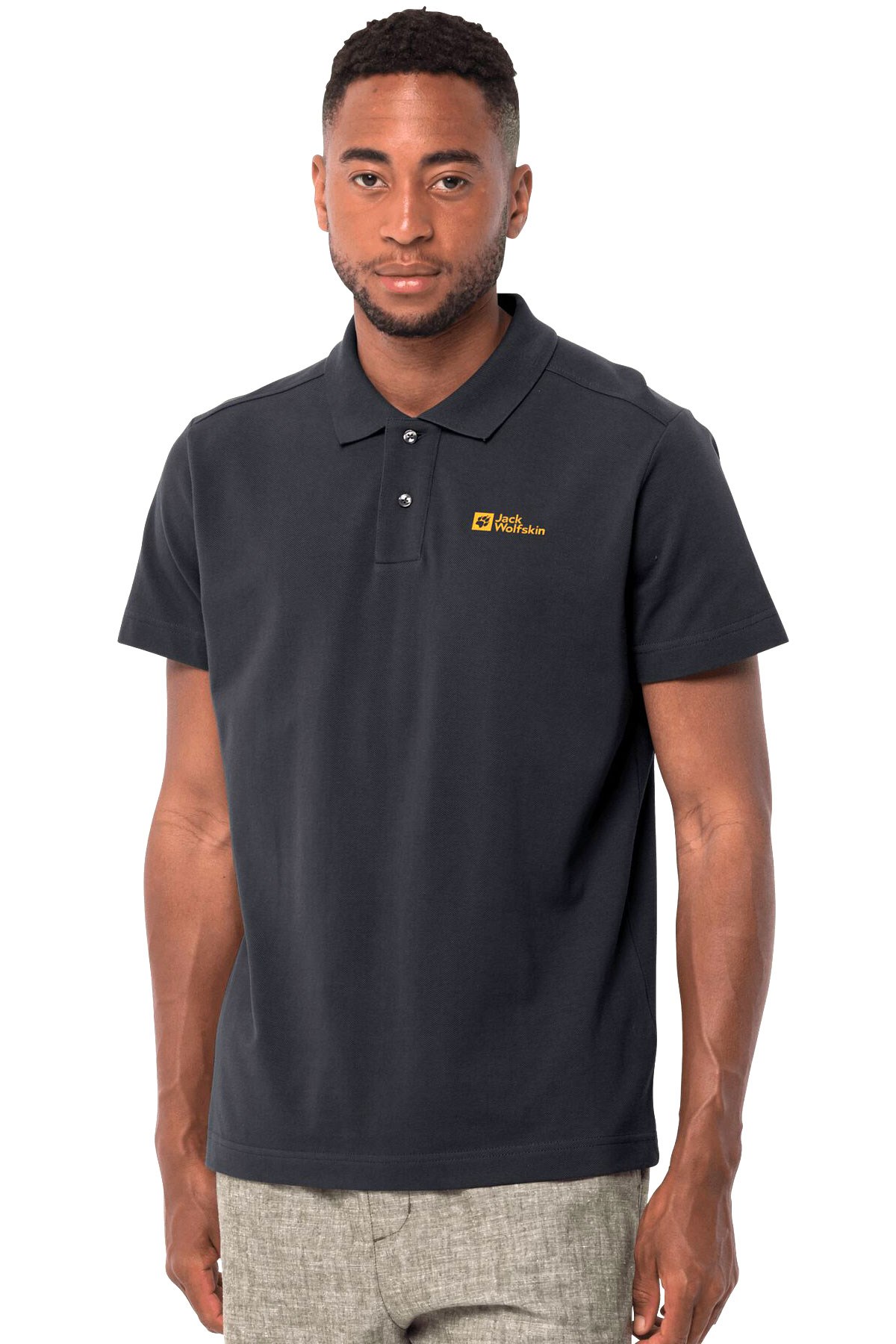 Jack Wolfskin Essential Erkek Polo Tişört 1809301-6000 Siyah