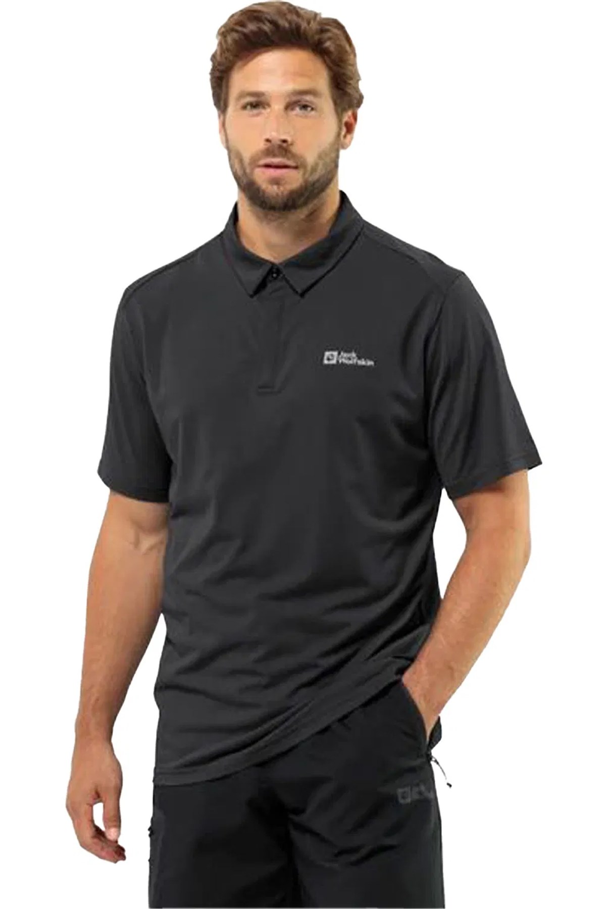 Jack Wolfskin Delgami Polo Erkek Polo Tişört Siyah
