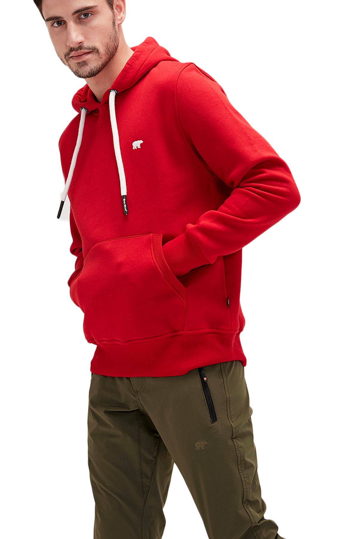 Bad Bear Simple Hoodie Erkek Sweatshirt 20.02.12.019-C54 Kırmızı