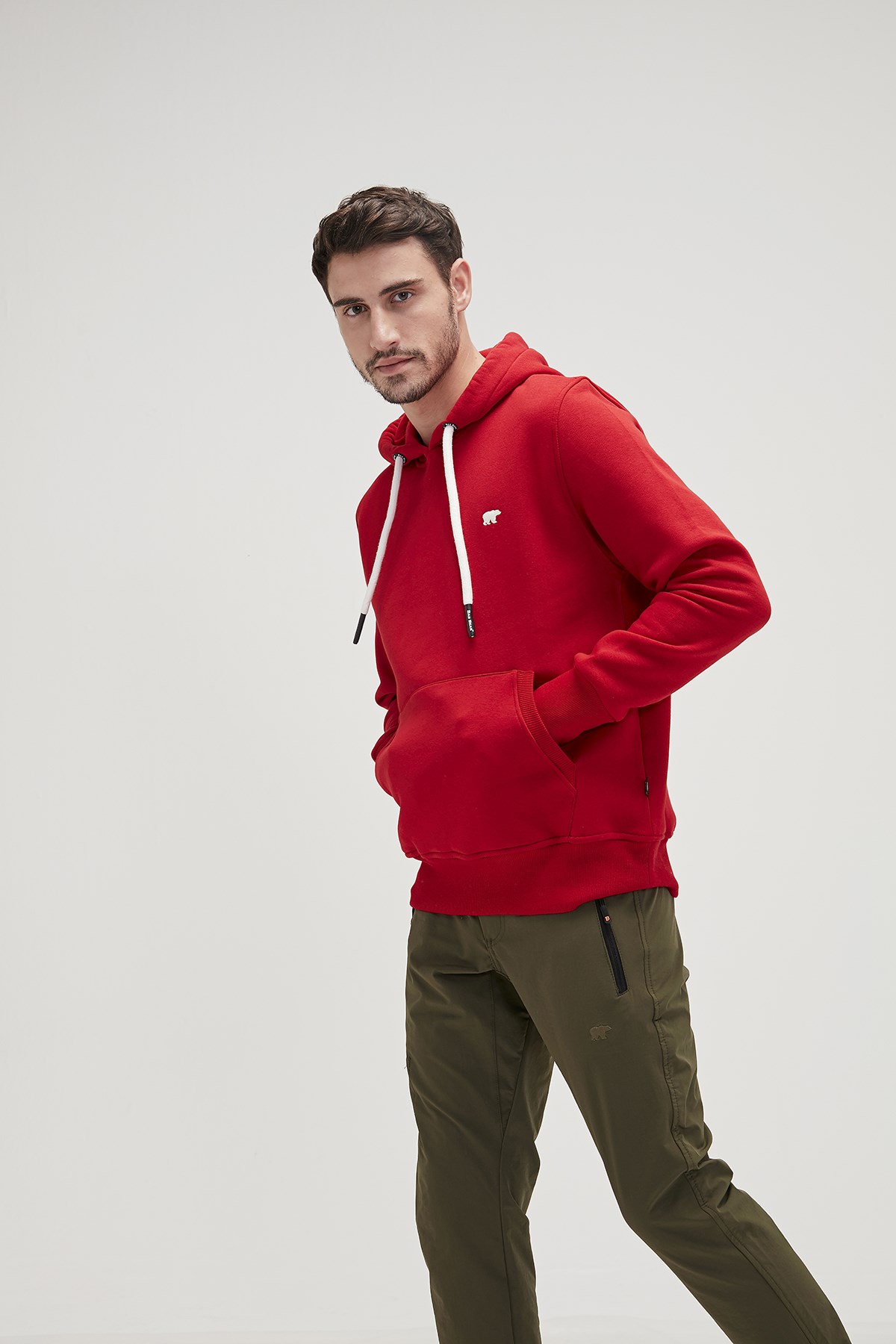 Bad Bear Simple Hoodie Erkek Sweatshirt 20.02.12.019-C54 Kırmızı