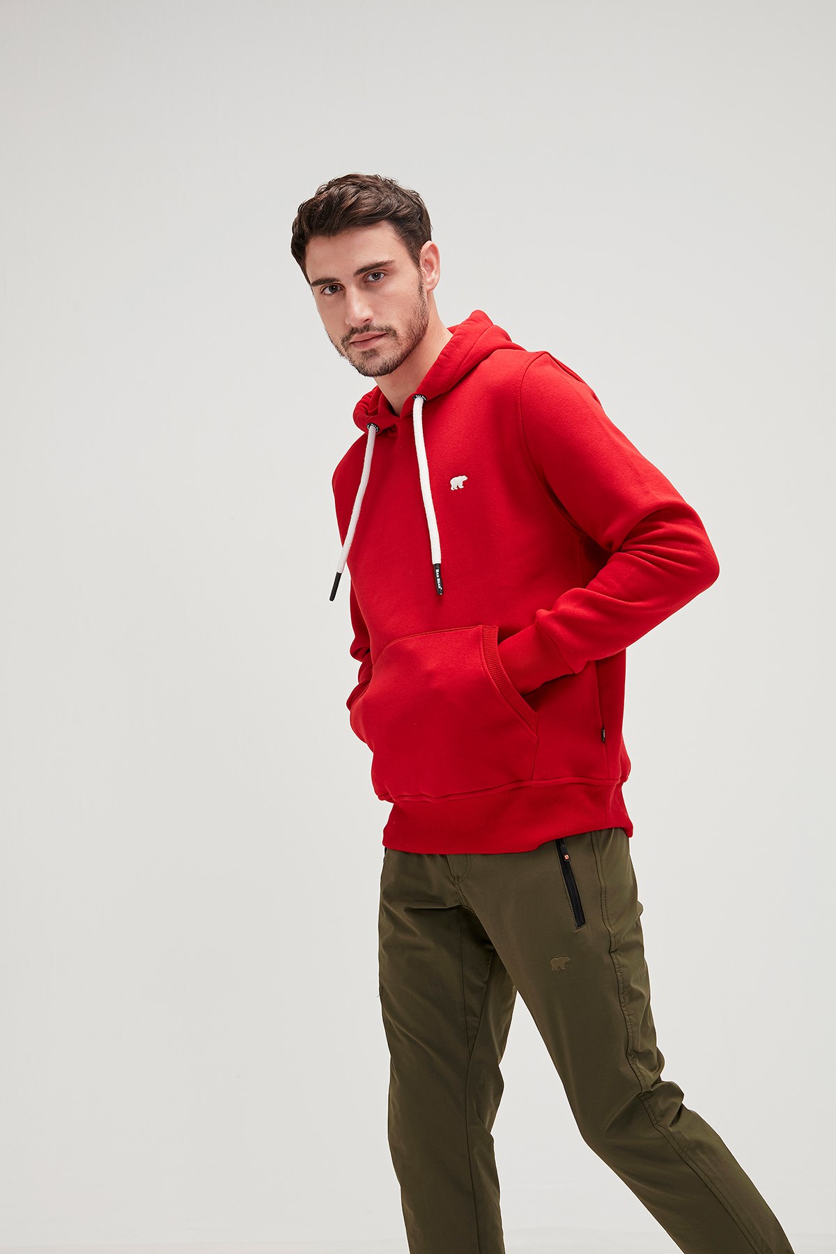 Bad Bear Simple Hoodie Erkek Sweatshirt 20.02.12.019-C54 Kırmızı