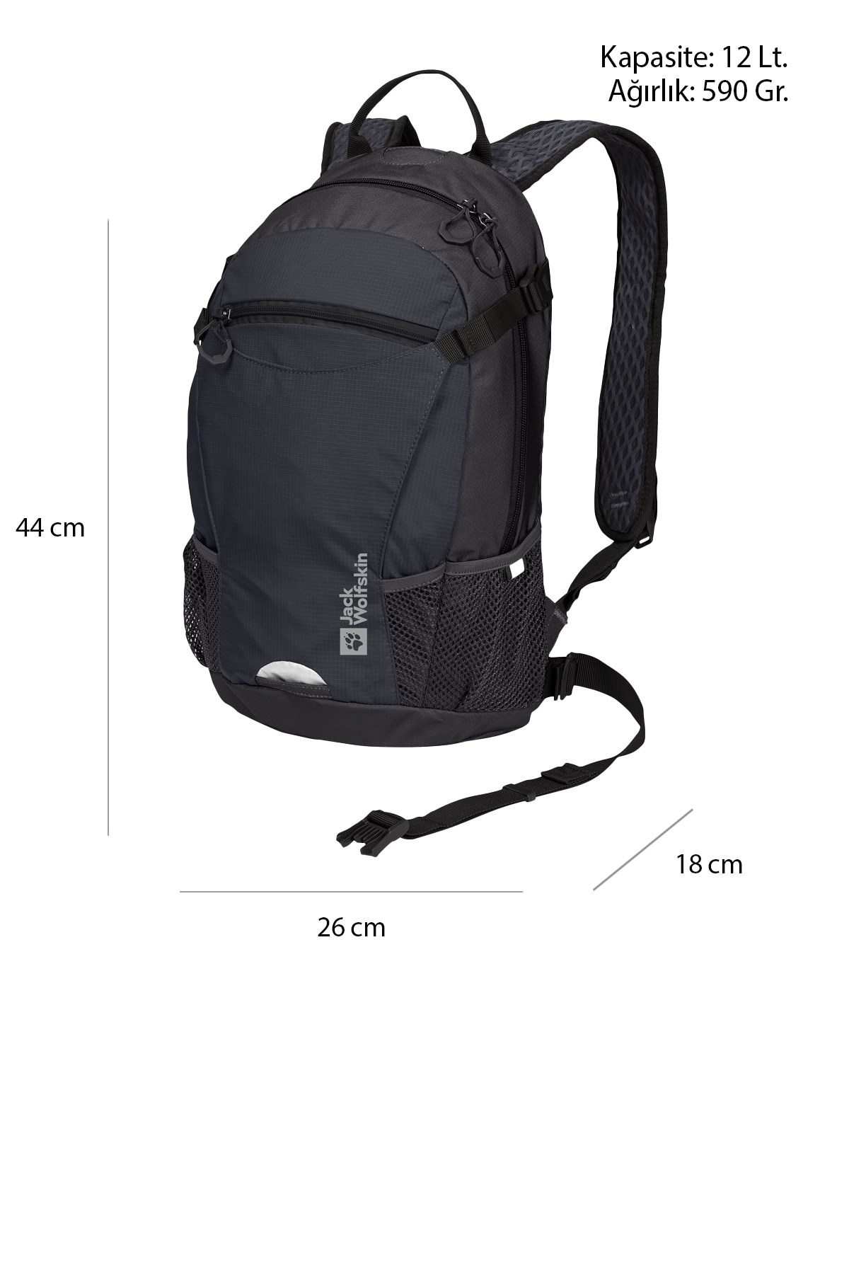 Jack Wolfskin Velocity 12 Outdoor Sırt Çantası 2010303-6350 Siyah