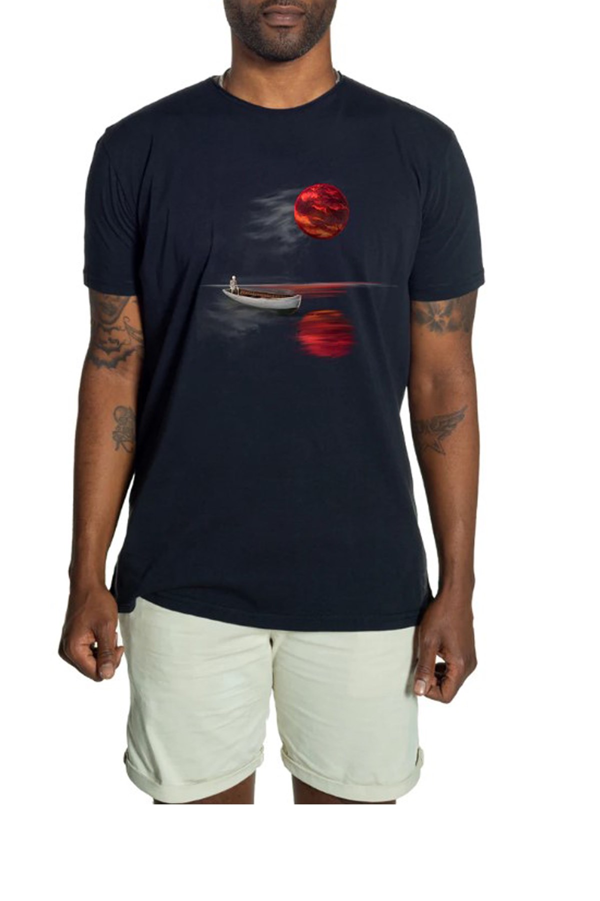 Nors Red Star Loose Erkek Tshirt 2022TSH0300 Siyah