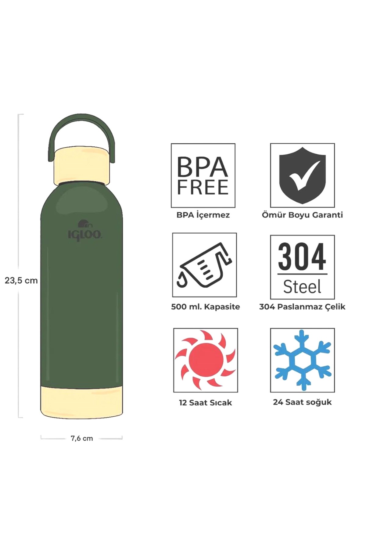 Igloo Hydrate Pro Termos 500 ml. Haki
