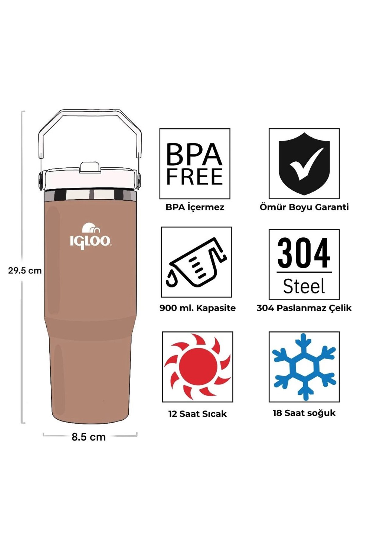 Igloo Powder Termos 900 ml. Kahverengi