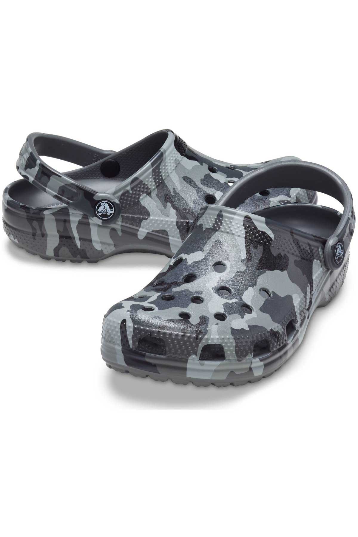 Crocs Classic Printed Camo Clog Unisex Terlik 206454-0IE Gri