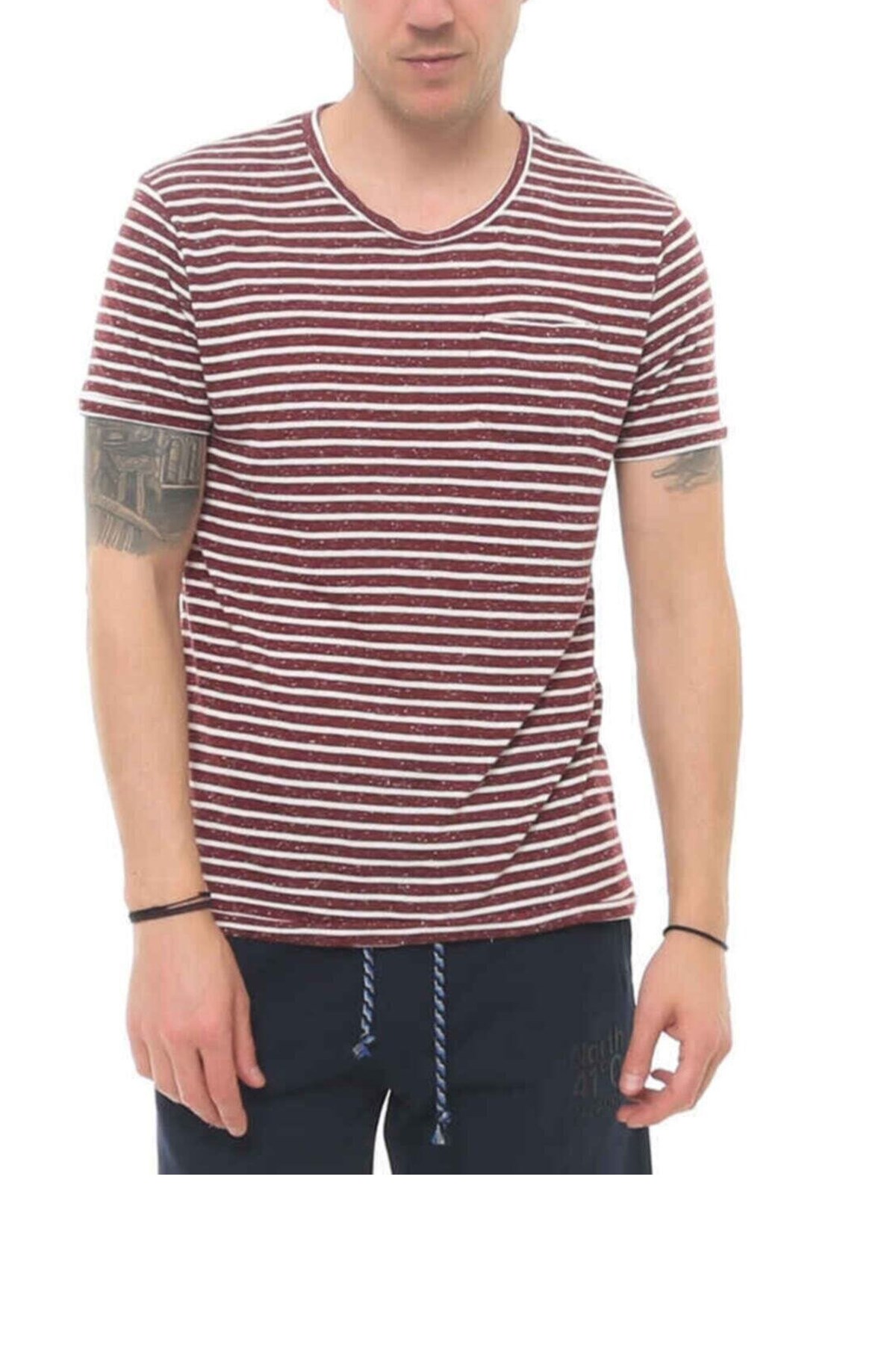 Cazador Bisiklet Yaka Erkek Tişört 4085 Bordo