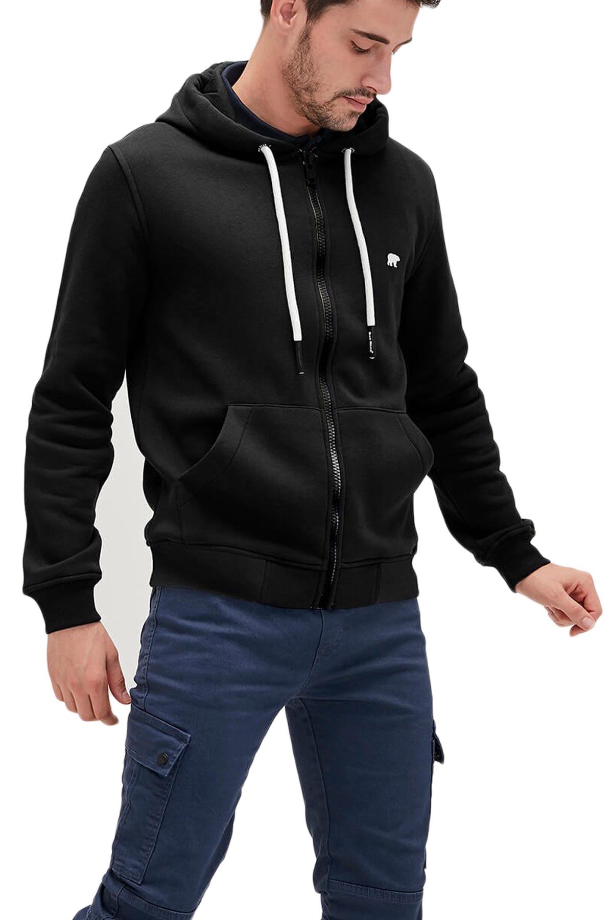 Bad Bear Even Erkek Fermuarlı Sweatshirt 21.02.12.028-C01 Siyah
