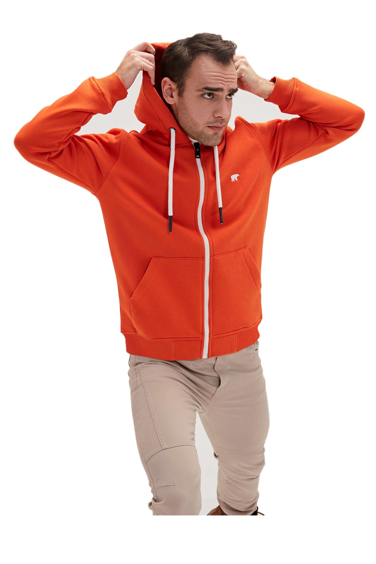 Bad Bear Even Erkek Fermuarlı Sweatshirt 21.02.12.028-C38 Turuncu