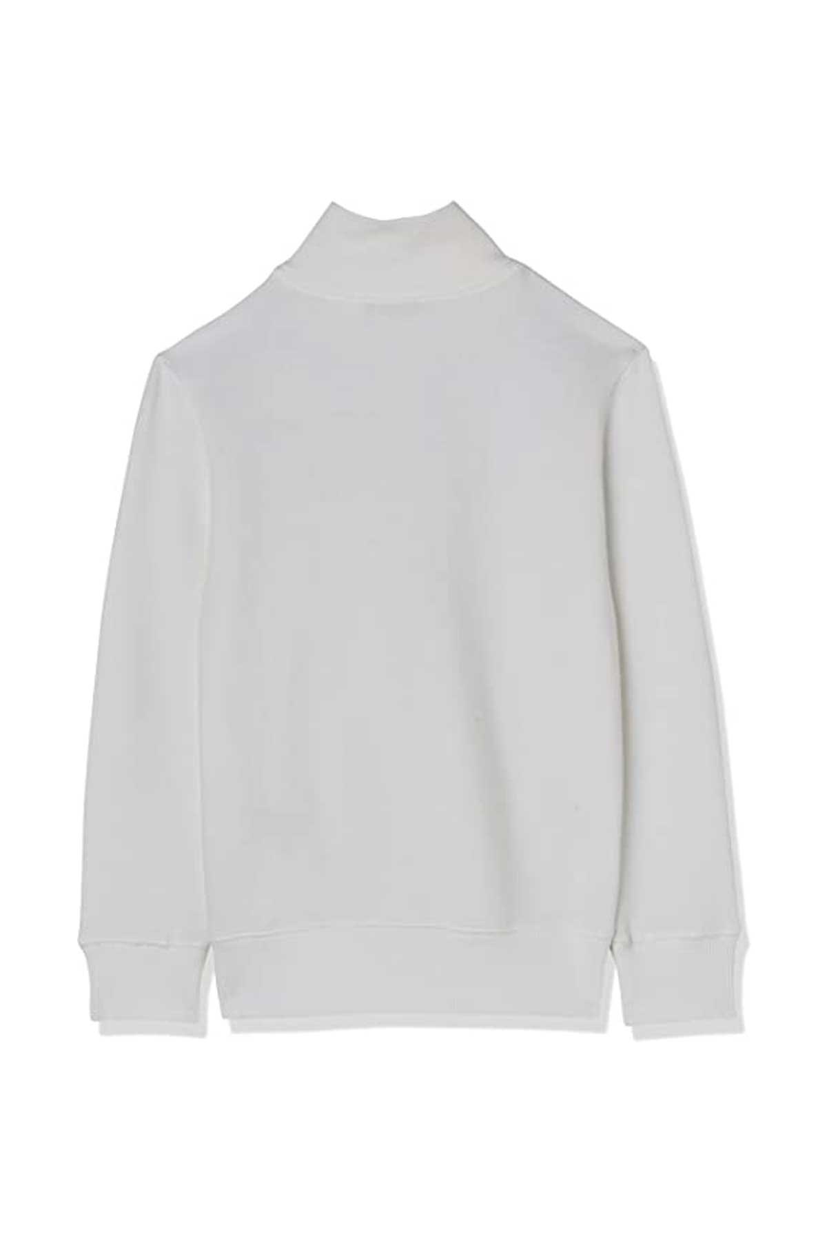Benetton Çocuk Fermuarlı Sweatshirt 222A3J68C502D Beyaz