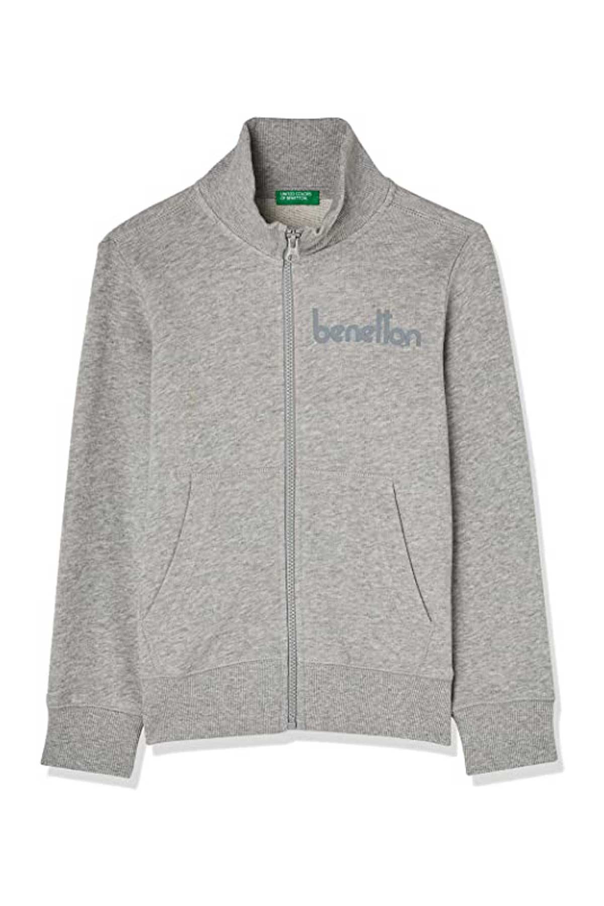 Benetton Çocuk Fermuarlı Sweatshirt 222A3J68C502D Gri