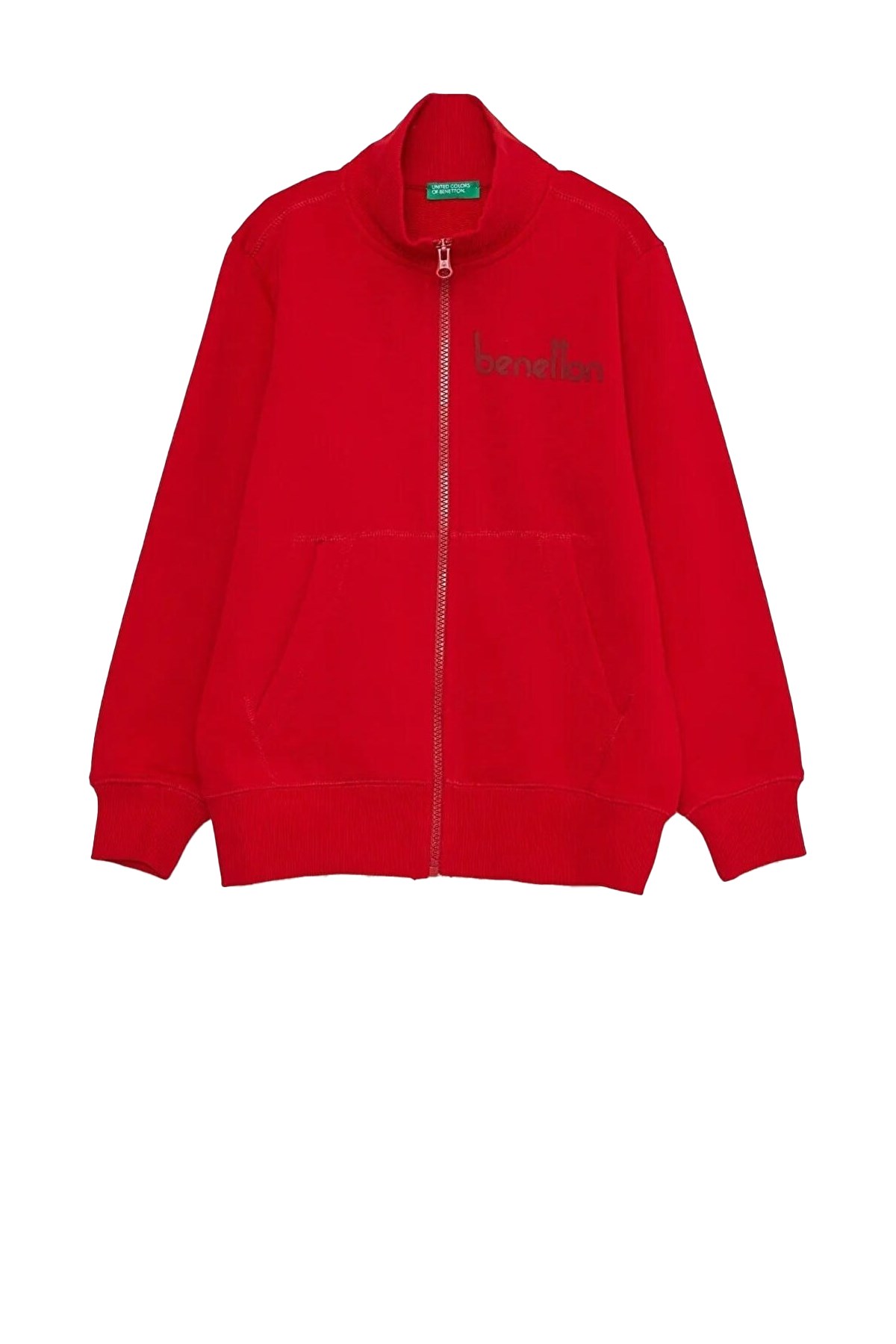 Benetton Çocuk Fermuarlı Sweatshirt 222A3J68C502D Kırmızı