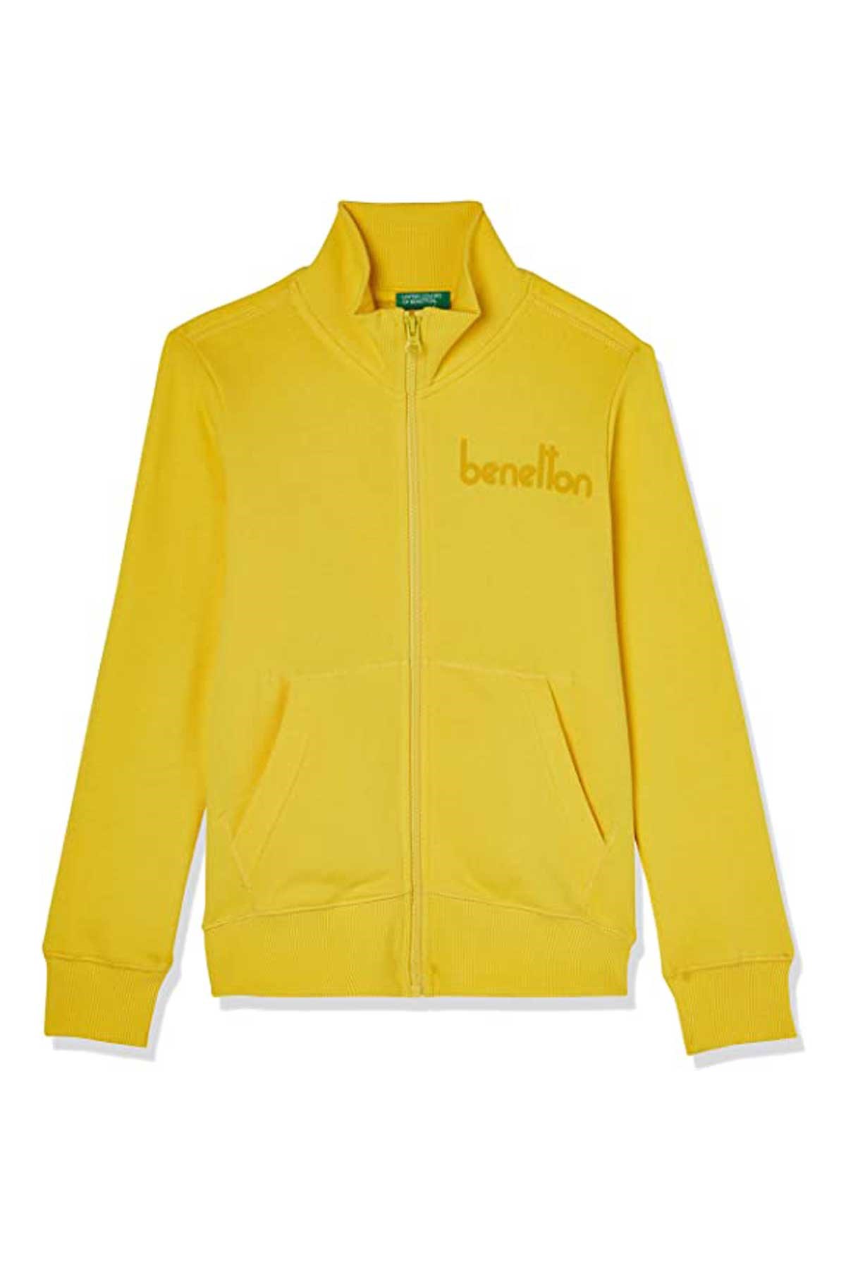 Benetton Çocuk Fermuarlı Sweatshirt 222A3J68C502D Sarı
