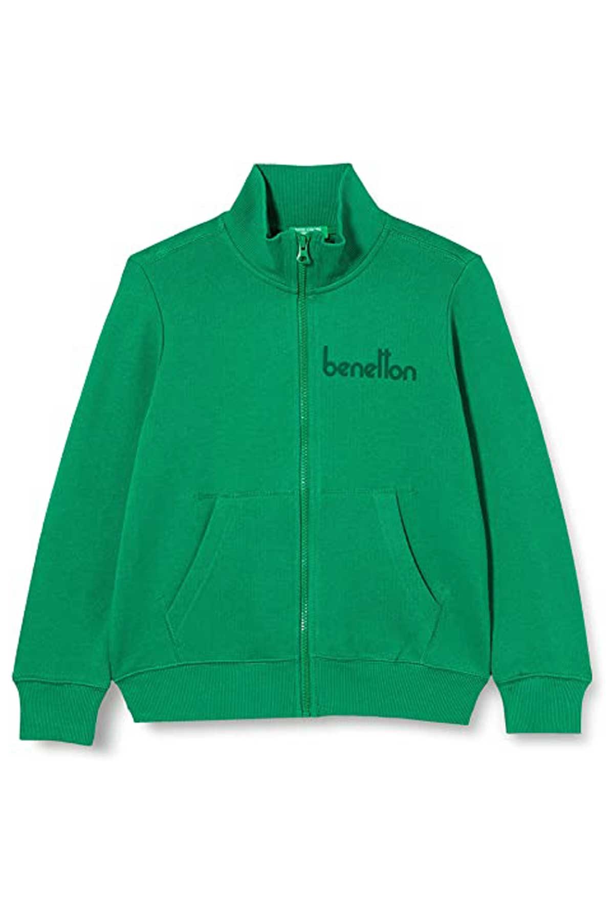 Benetton Çocuk Fermuarlı Sweatshirt 222A3J68C502D Yeşil