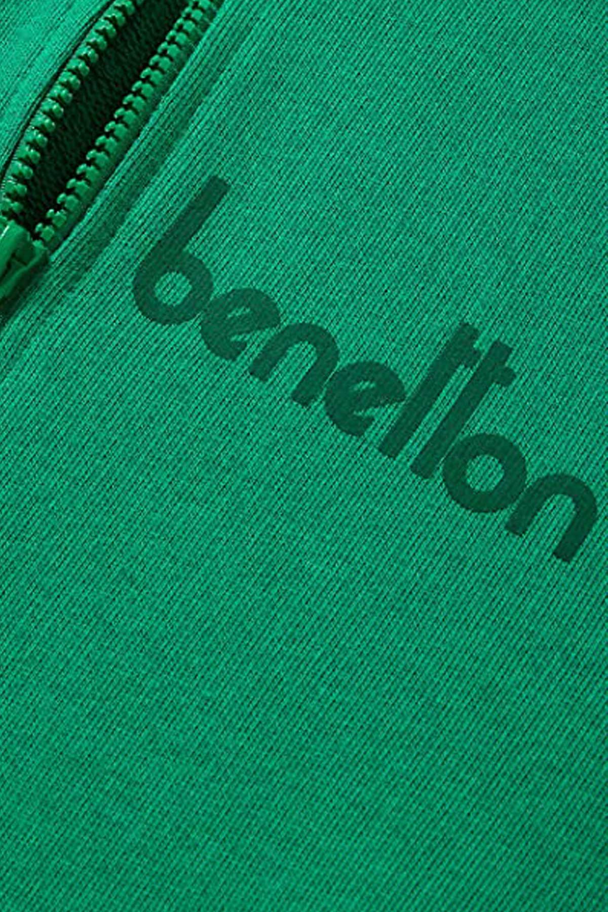 Benetton Çocuk Fermuarlı Sweatshirt 222A3J68C502D Yeşil