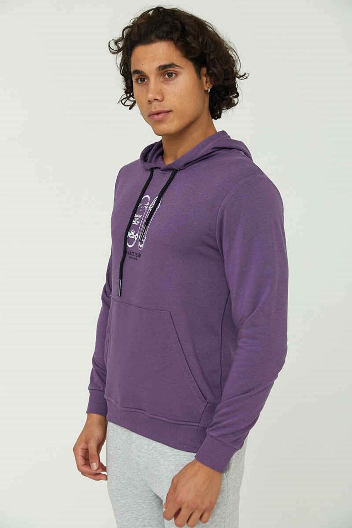 Cazador Kapüşonlu Erkek Sweatshirt CAZ 5077 Mor
