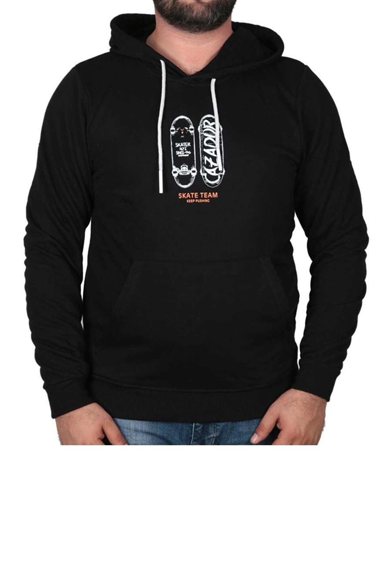 Cazador Kapüşonlu Erkek Sweatshirt CAZ 5077 Siyah