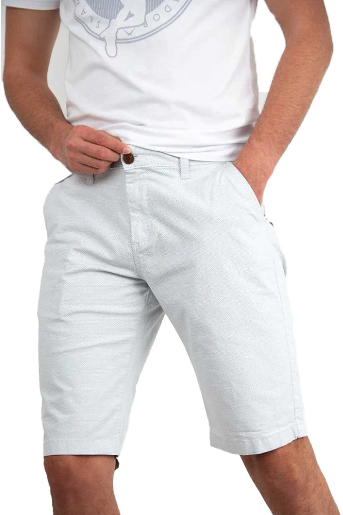 Cazador Erkek Desenli Bermuda 6006 Beyaz