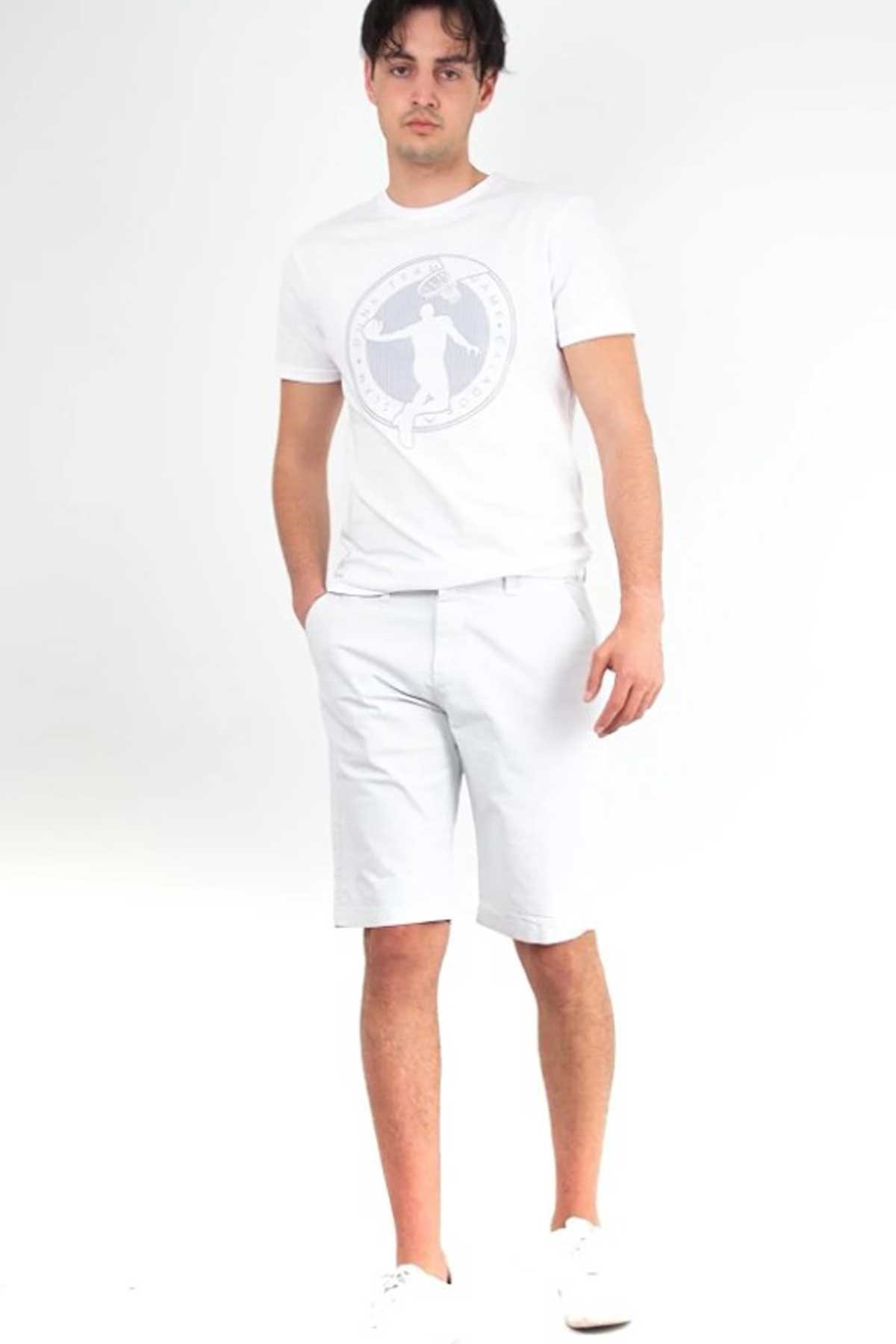 Cazador Erkek Desenli Bermuda 6006 Beyaz
