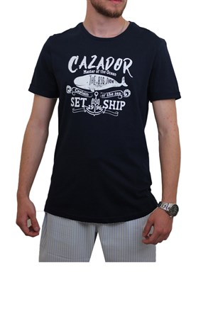 Cazador Bis Yaka Erkek Tişört 4146 İndigo