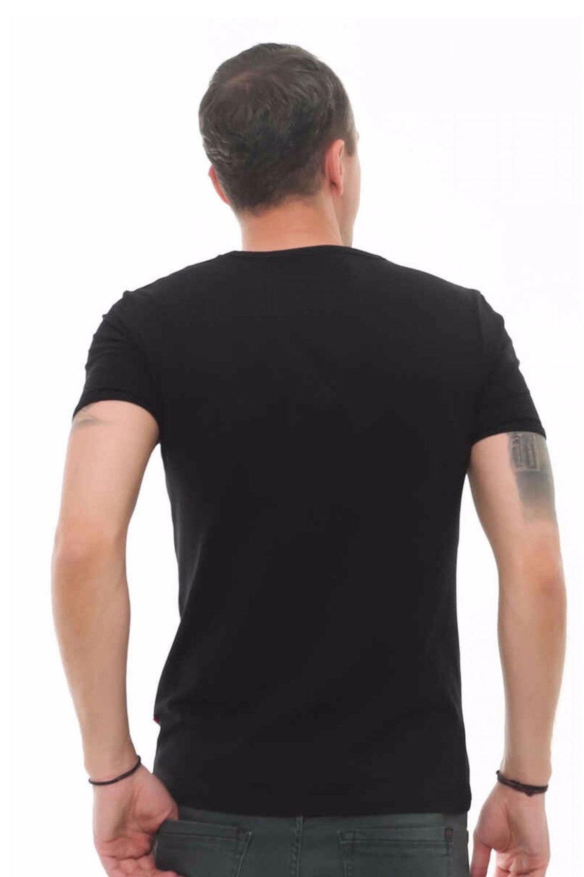 Cazador Btl Bis Yaka Erkek Tişört 4618 Siyah