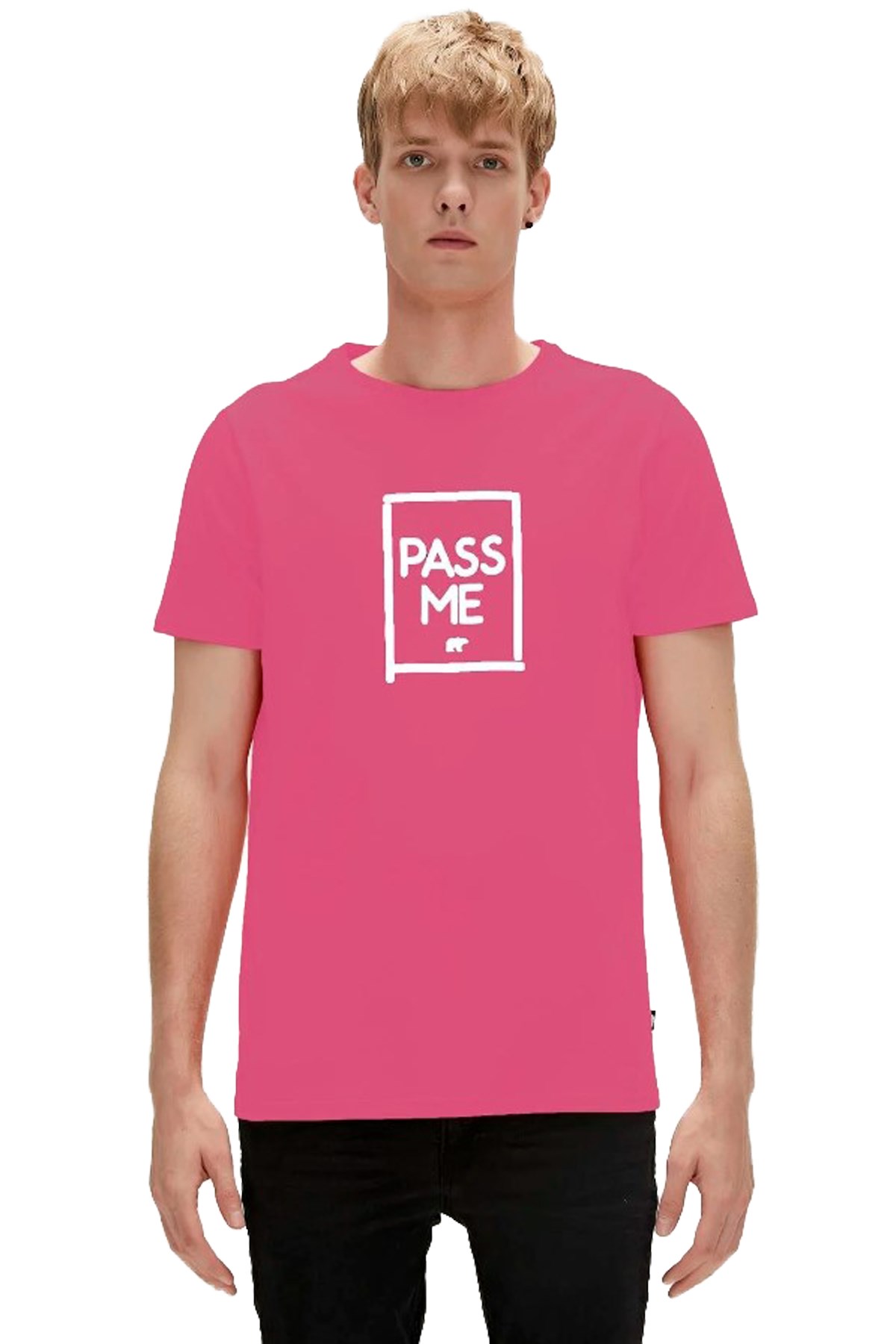 Bad Bear Pass Me Erkek Tişört 23.01.07.022-C124 Pembe