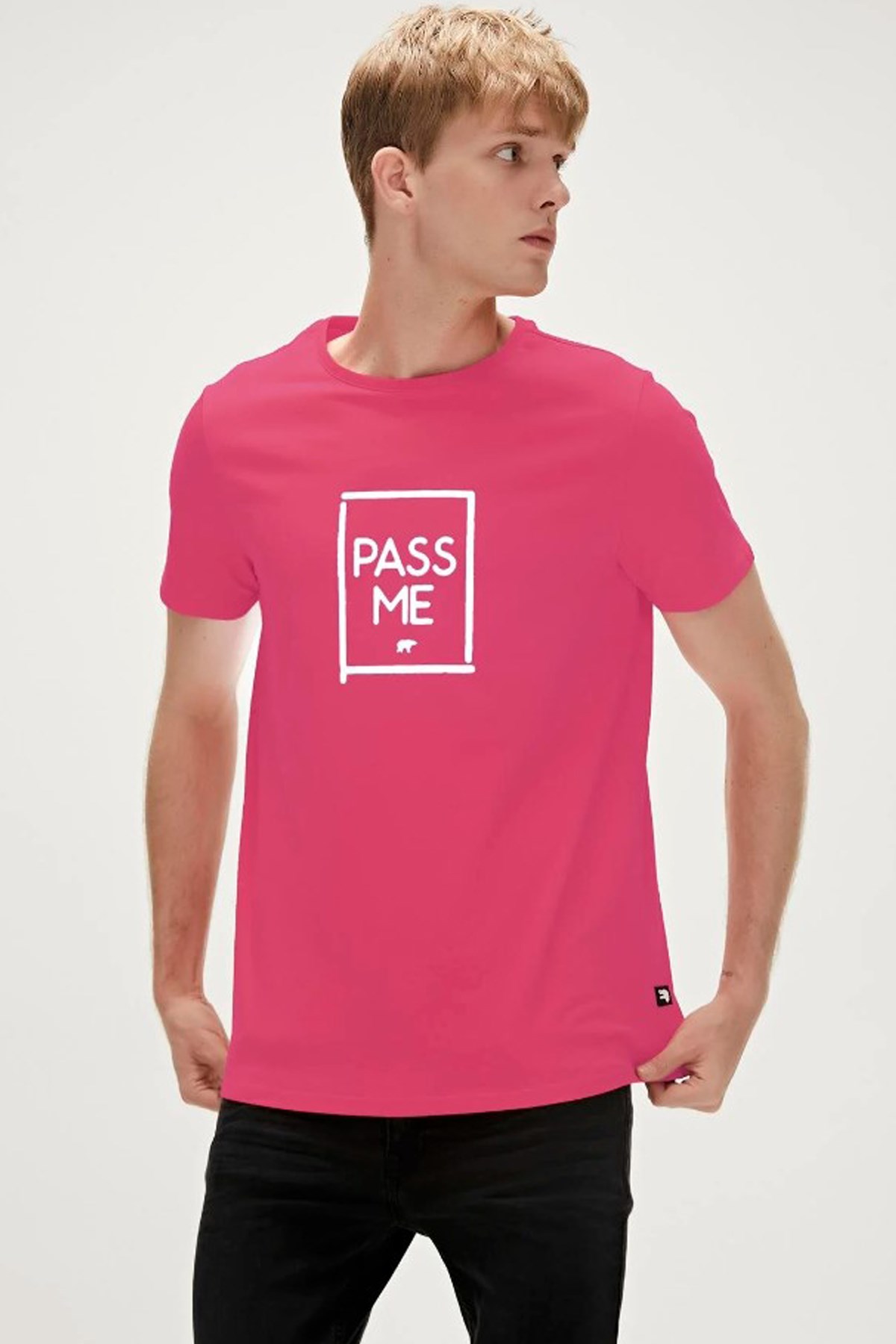 Bad Bear Pass Me Erkek Tişört 23.01.07.022-C124 Pembe